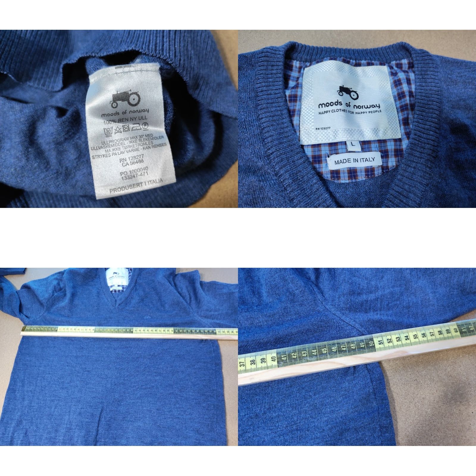 Vintage Moods of Norway Sweater Pullover Knit 100% Virgin Wool Blue Size L Mens Thermal Long Sleeve Autumn Winter Spring Casual Shirt/Top Size US L / EU 52-54 / 3 - 8 Thumbnail