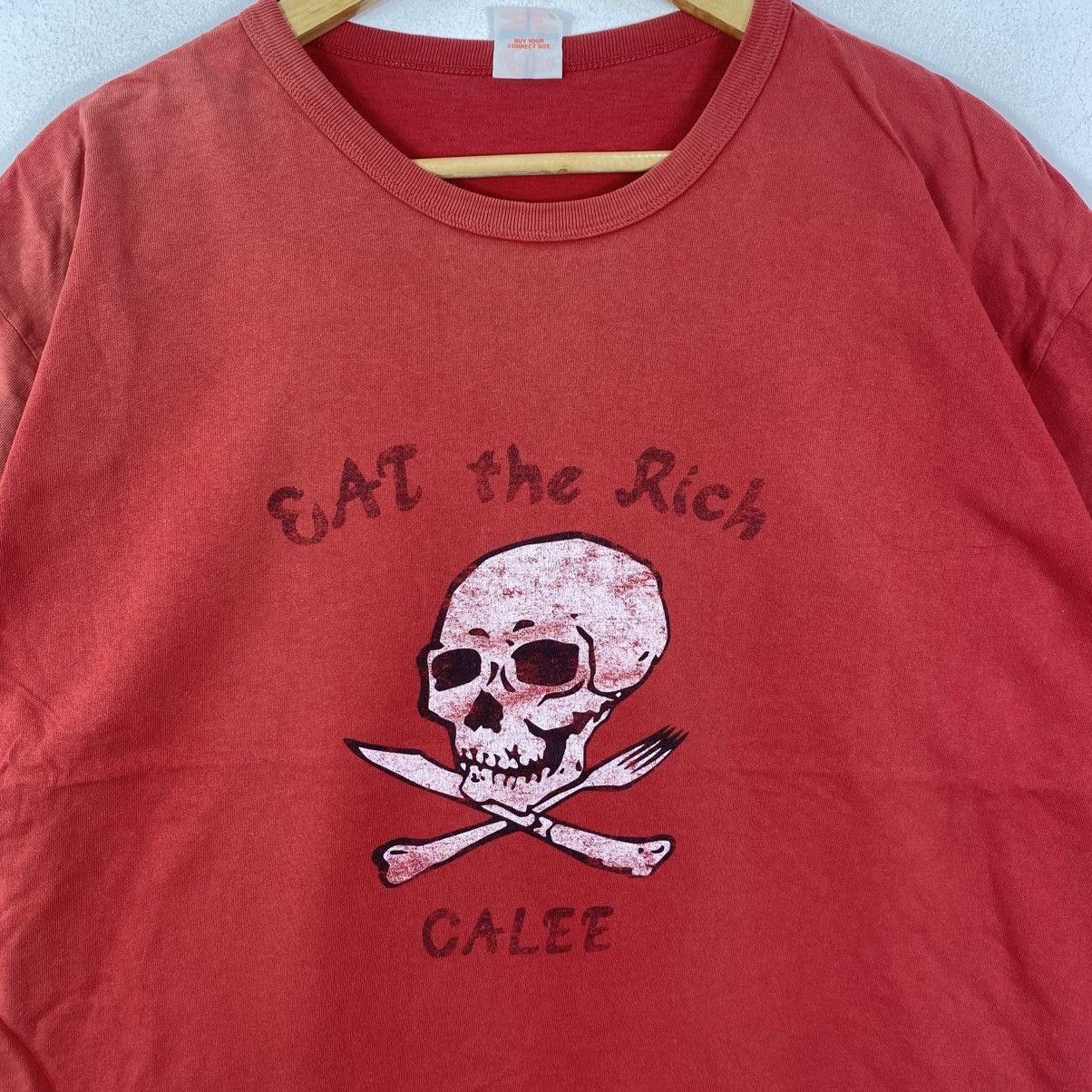 Vintage Calee Inc Japan Eat the Rich Skull Tee XXL Red Streetwear Size US XXL / EU 58 / 5 - 4 Thumbnail