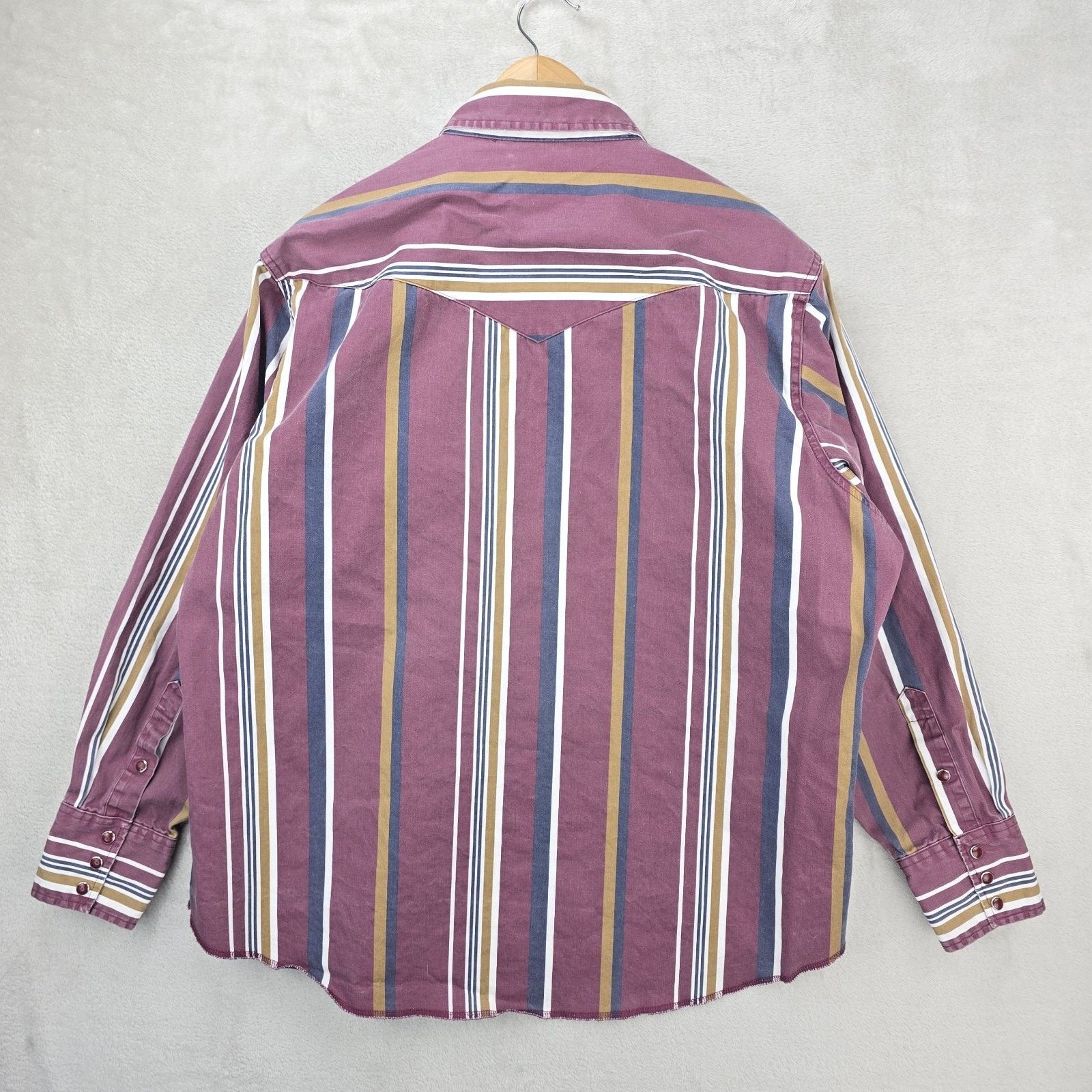 Wrangler Vintage Wrangler Brushpopper Shirt Men XL Stripe Pearl Snap Size US XL / EU 56 / 4 - 9 Thumbnail
