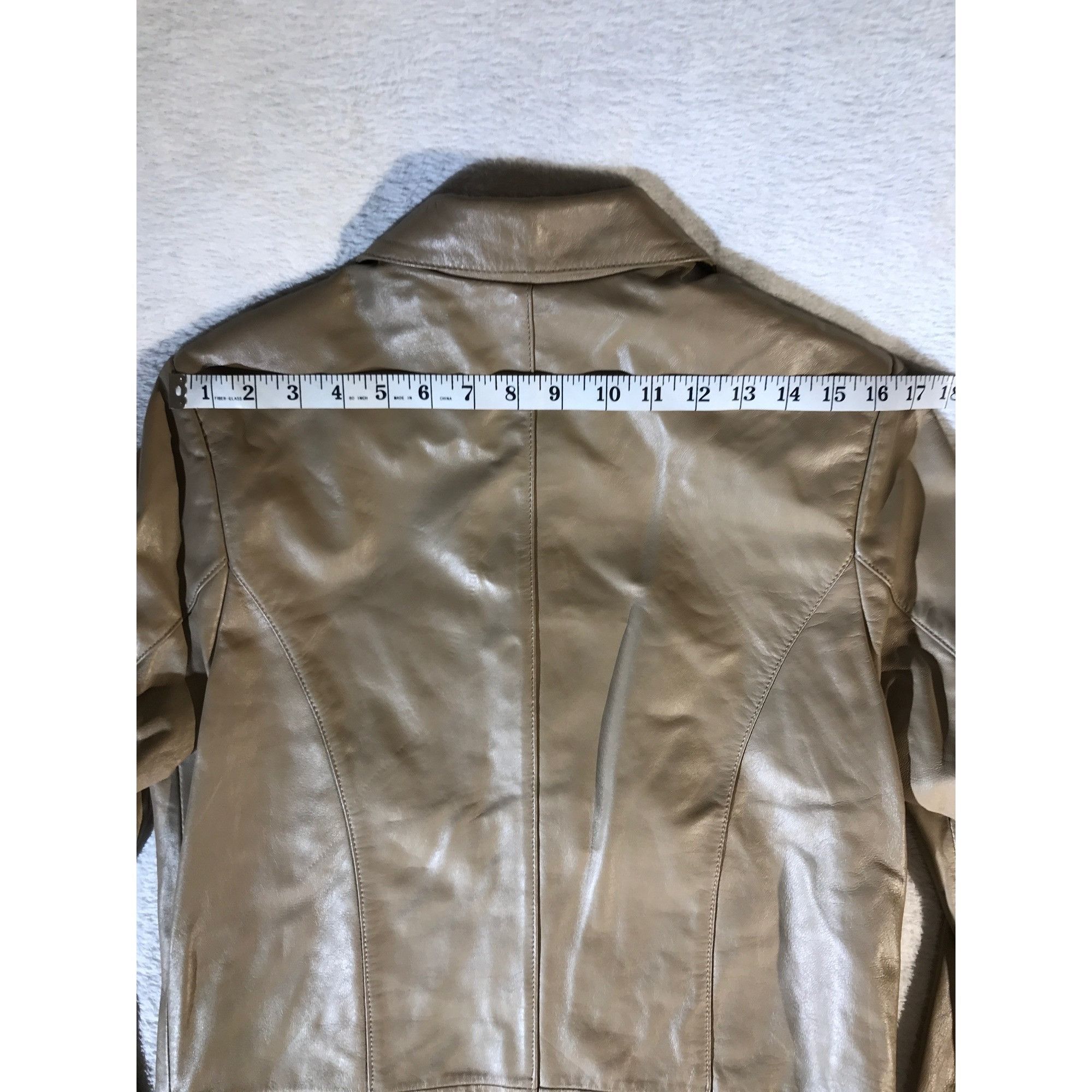 Designer Pamela McCoy Women's Vintage Y2K Taupe Leather Blazer Duster Size XS / US 0-2 / IT 36-38 - 7 Thumbnail