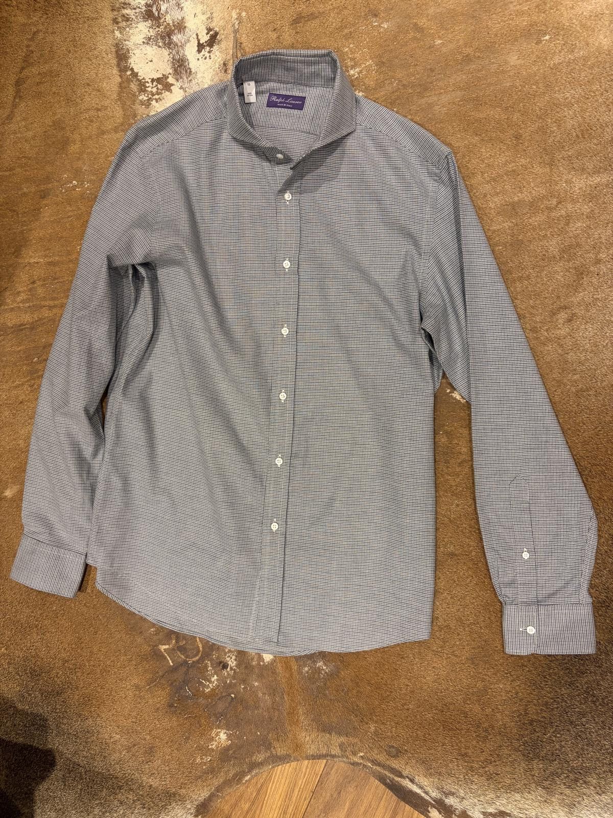 Ralph Lauren Purple Label Ralph Lauren Purple Label Brushed Cotton Micro-Check Shirt Size US M / EU 48-50 / 2 - 1 Thumbnail