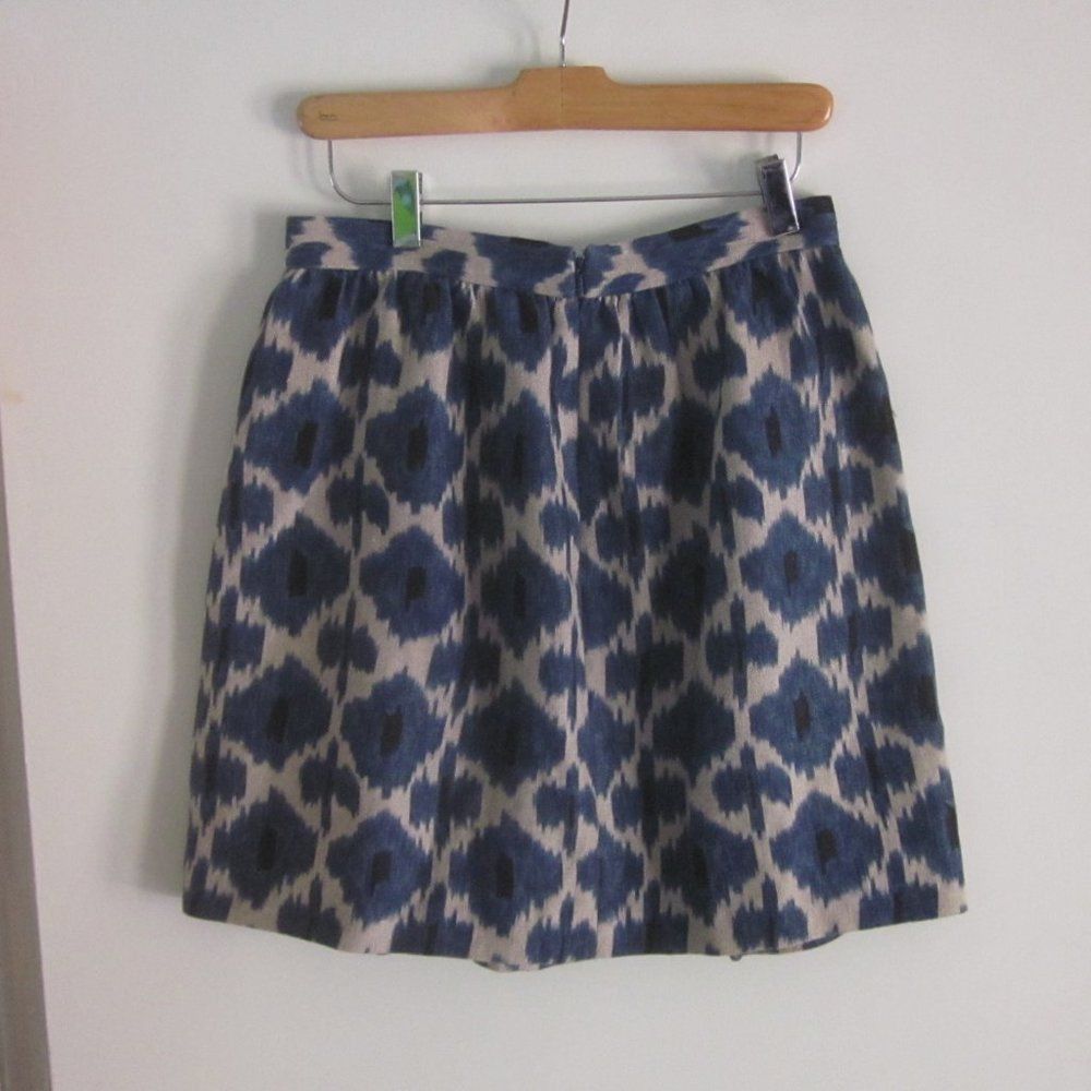 Michael Kors Michael Kors Blue & Tan Print Linen Skirt Size 4 Rear Zipper Size 27" / US 4 / IT 40 - 7 Thumbnail