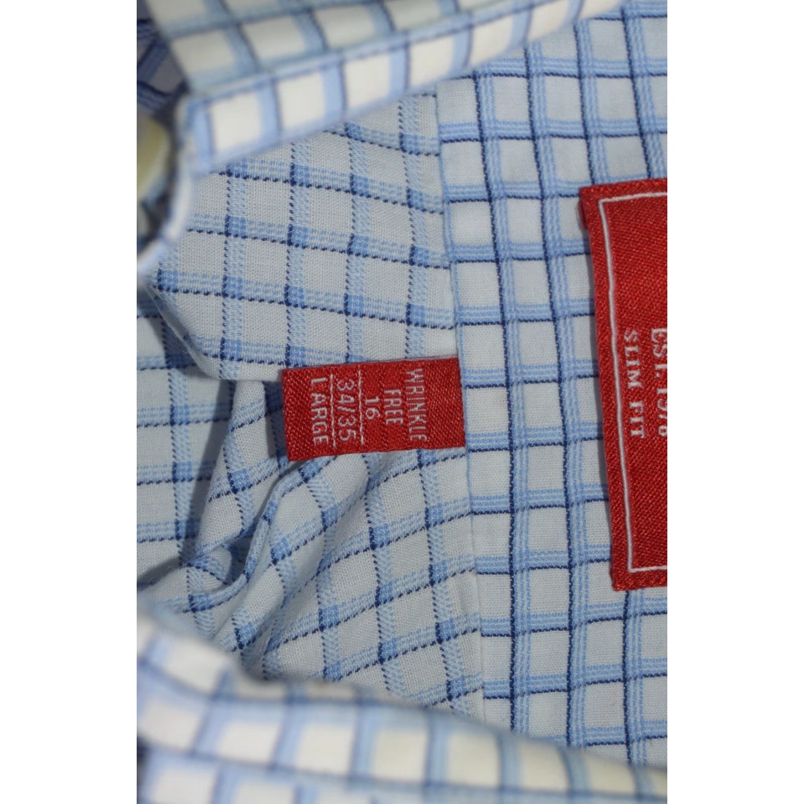 Chaps Chaps Slim Fit Shirt 16 Blue Check Cotton Blend Dress Shirt Long Sleeve Button Collared 34/35 Mens Size US L / EU 52-54 / 3 - 5 Thumbnail