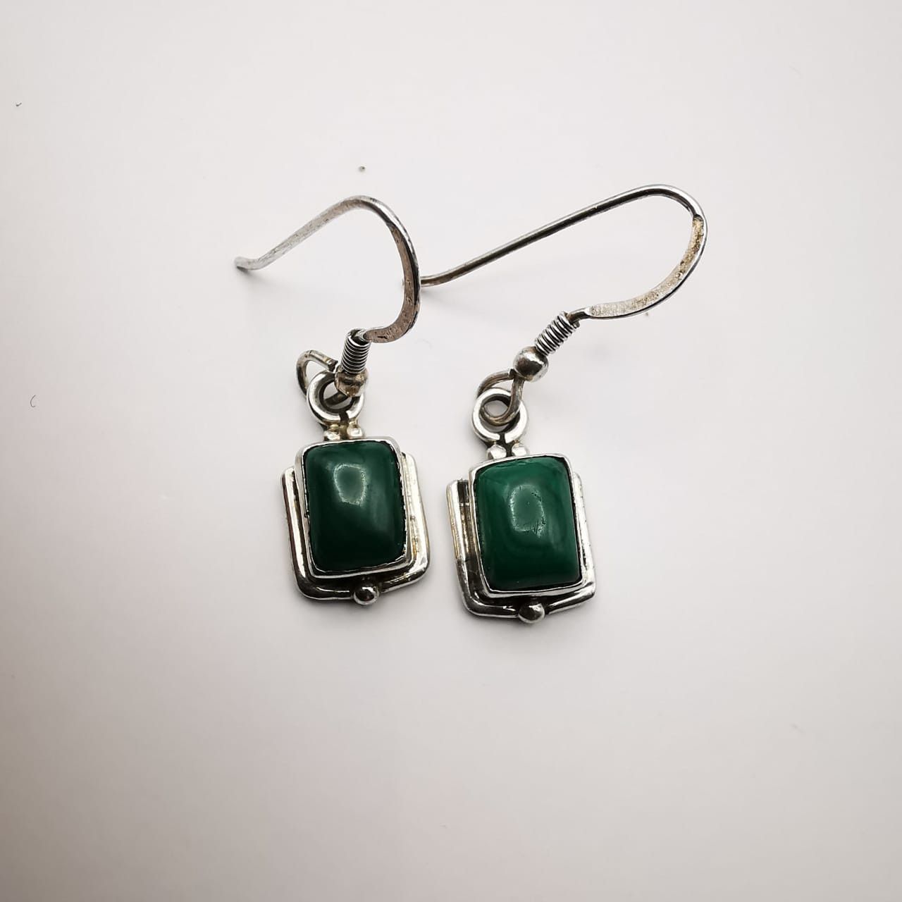 Vintage Vintage Earrings Malachite Box 925 Sterling Silver, Size ONE SIZE - 1 Thumbnail