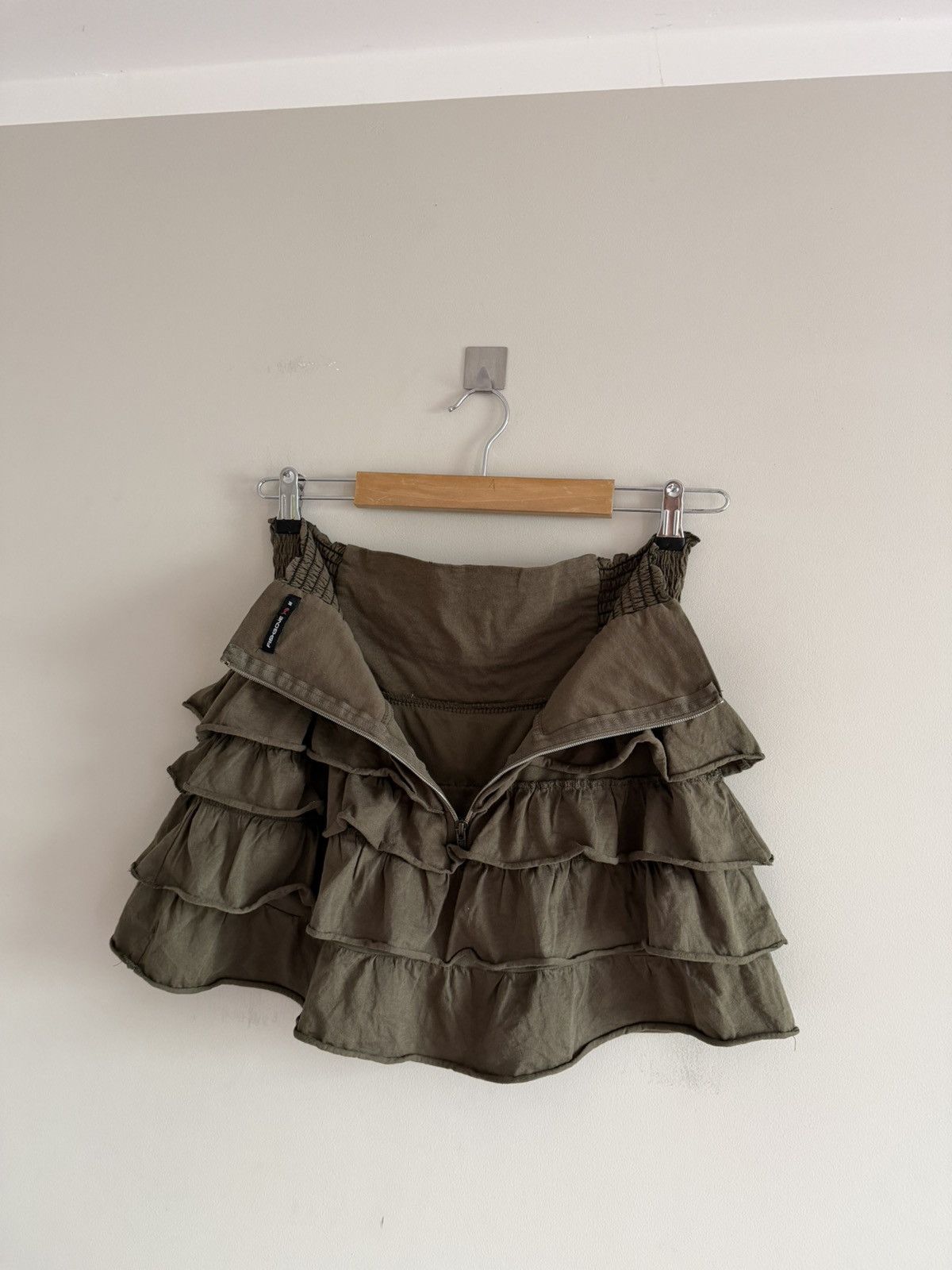 Vintage Vintage Ruffled Mini Skirt Khaki Size 28" / US 6 / IT 42 - 6 Thumbnail