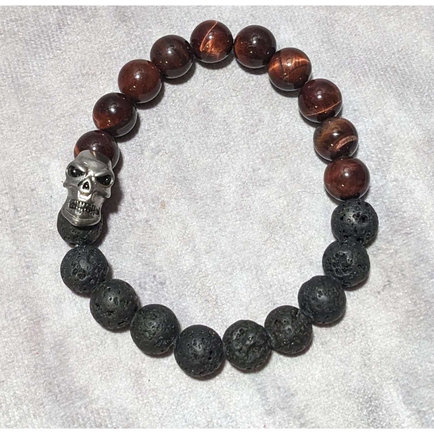 Steve Madden Steve Madden Skull Tiger Eye Lava Bead Bracelet Size ONE SIZE - 6 Thumbnail