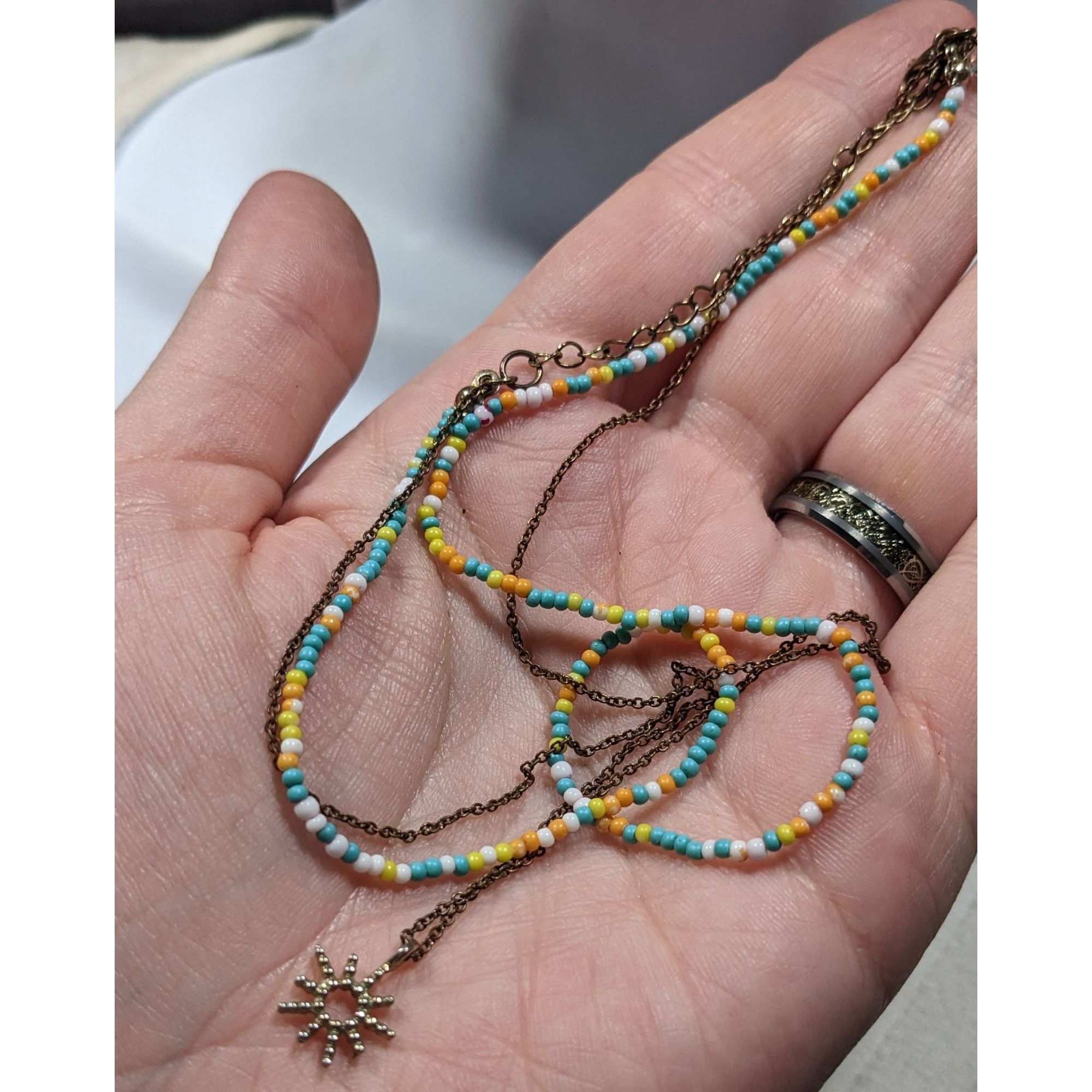 Other Minimalist Floral Layered Bohemian Beaded Sun Necklace Size ONE SIZE - 3 Thumbnail