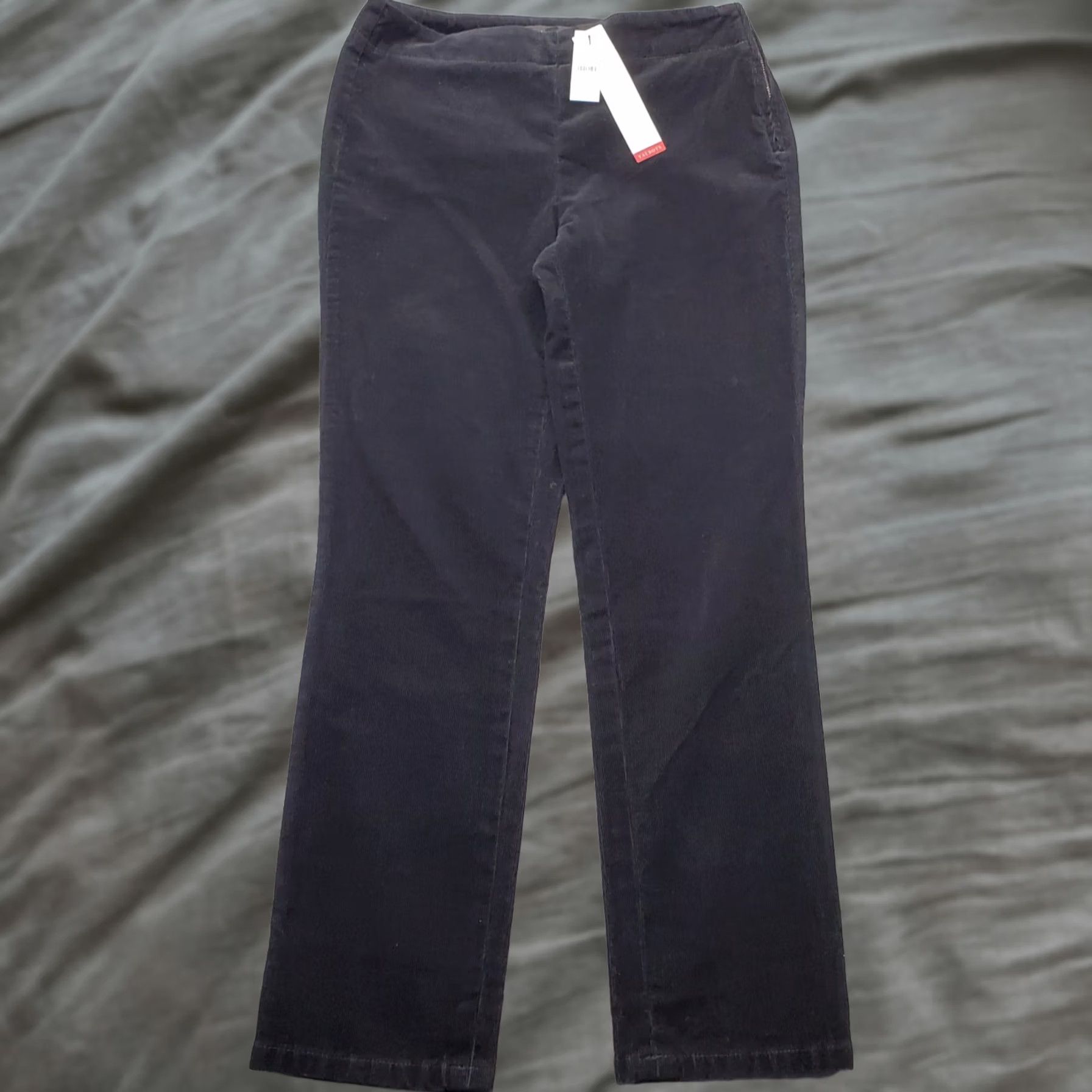 Talbots Talbots Womens Corduroy Pants 2P Black Stretch Slimming Straight Leg Side Zip Pants Size 26" / US 2 / IT 38 - 1 Thumbnail