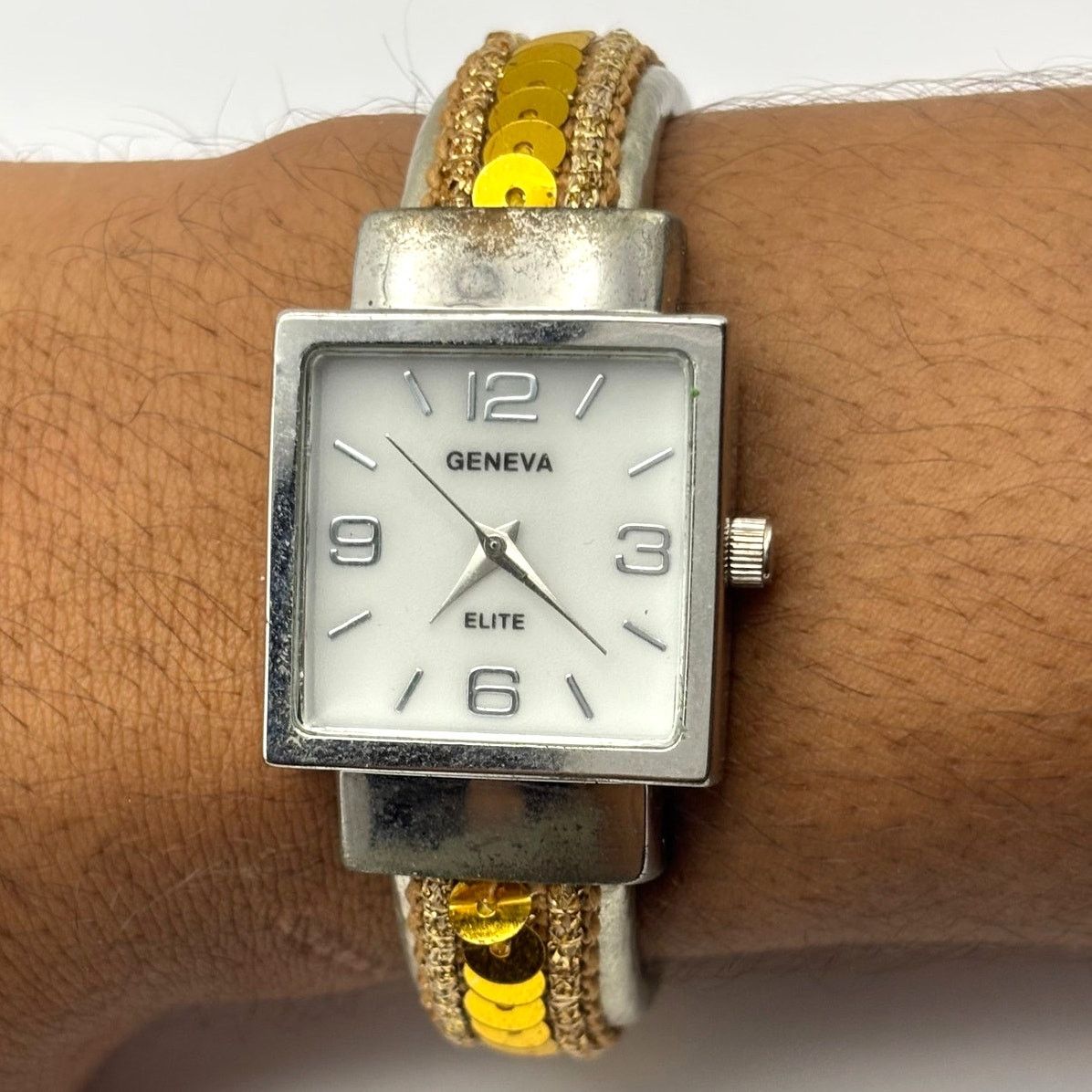 Geneva Retro Silver & Yellow Geneva Cuff Watch Size ONE SIZE - 1 Thumbnail