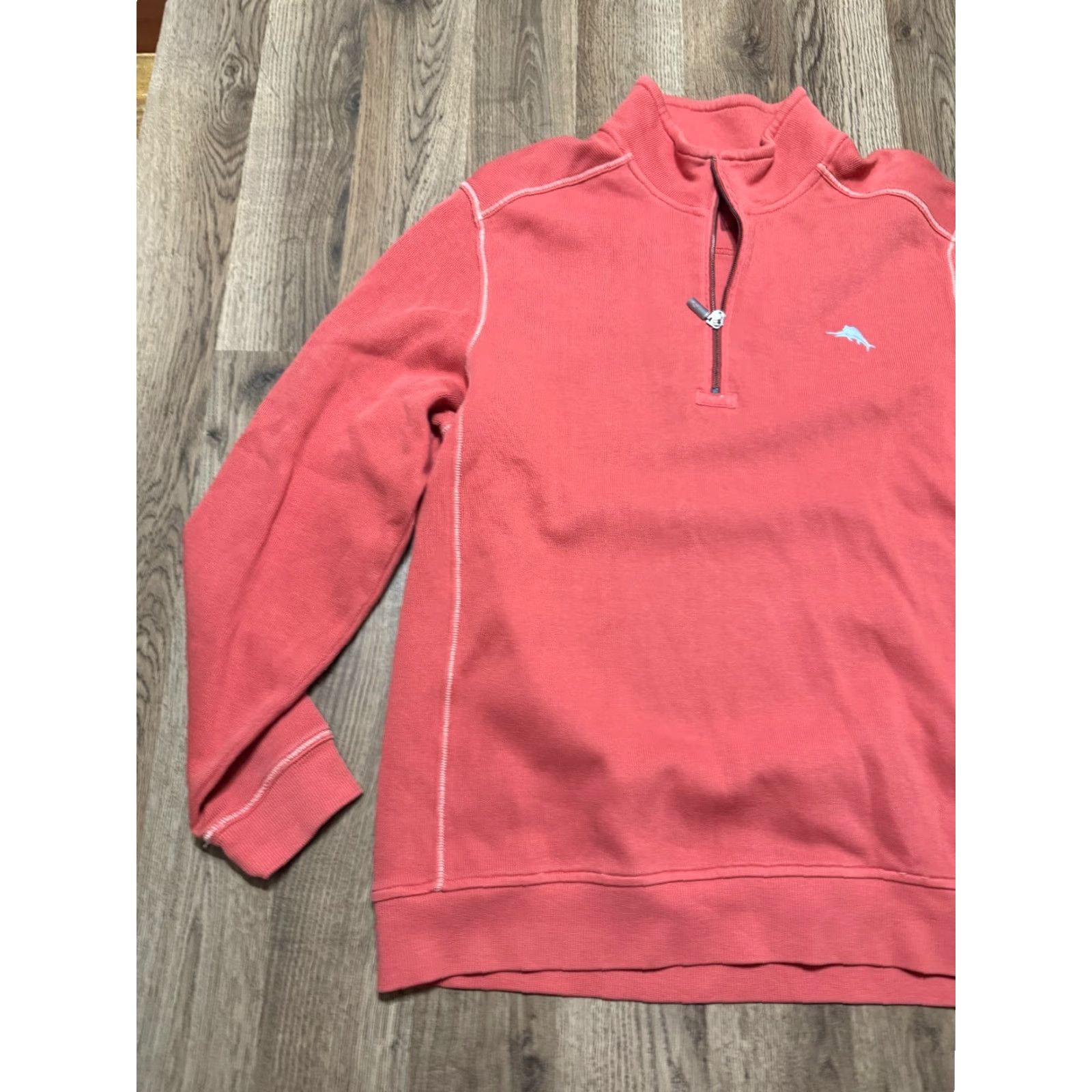 Tommy Bahama Tommy Bahama Sweater Men's Large Orange 1/4 Zipper Pullover RELAX Knit Cotton Mock Neck Long Sleeve Casual - Mens Size US L / EU 52-54 / 3 - 3 Thumbnail