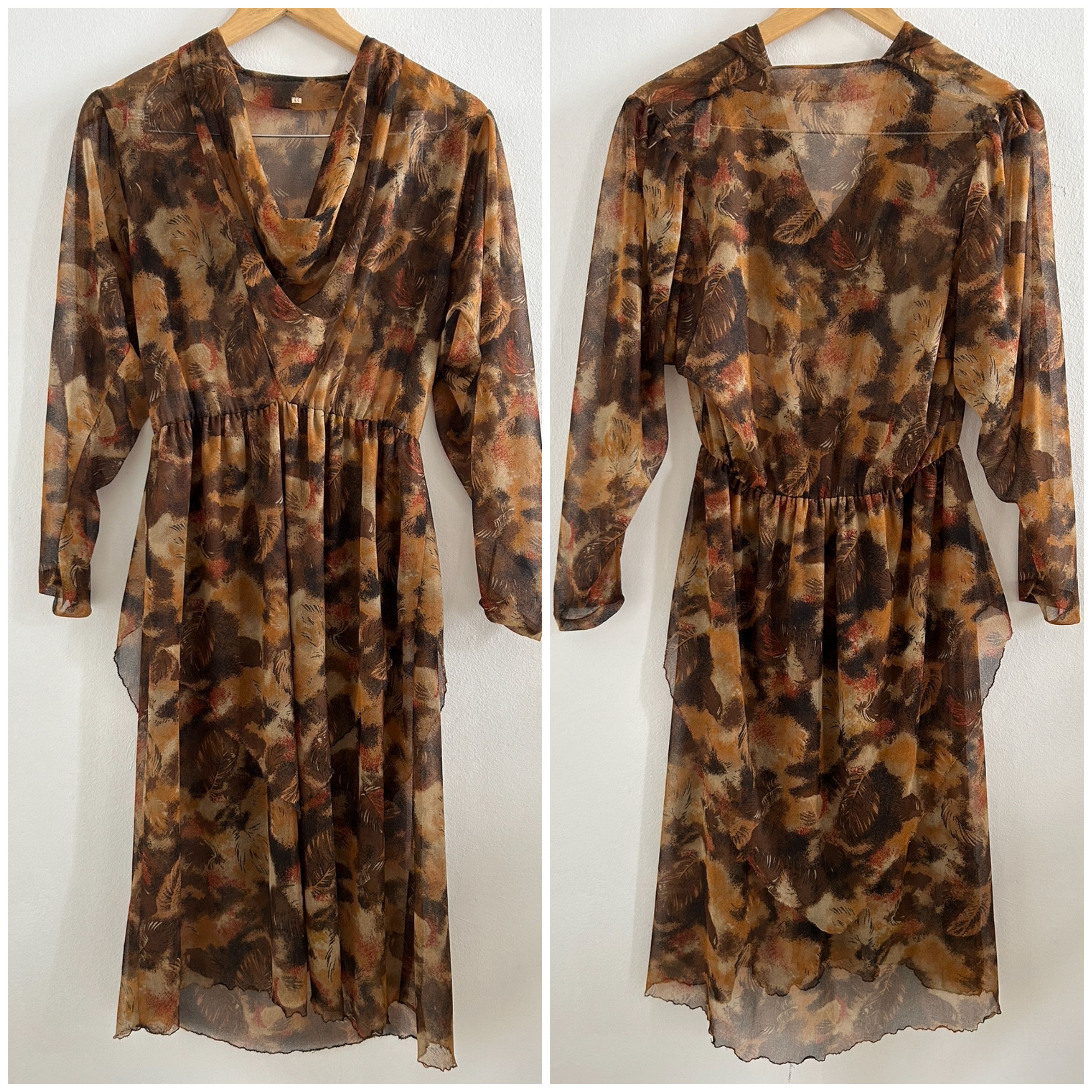 Vintage Vintage 80s Sheer Cowl Neck Dress Size L / US 10 / IT 46 - 11 Thumbnail