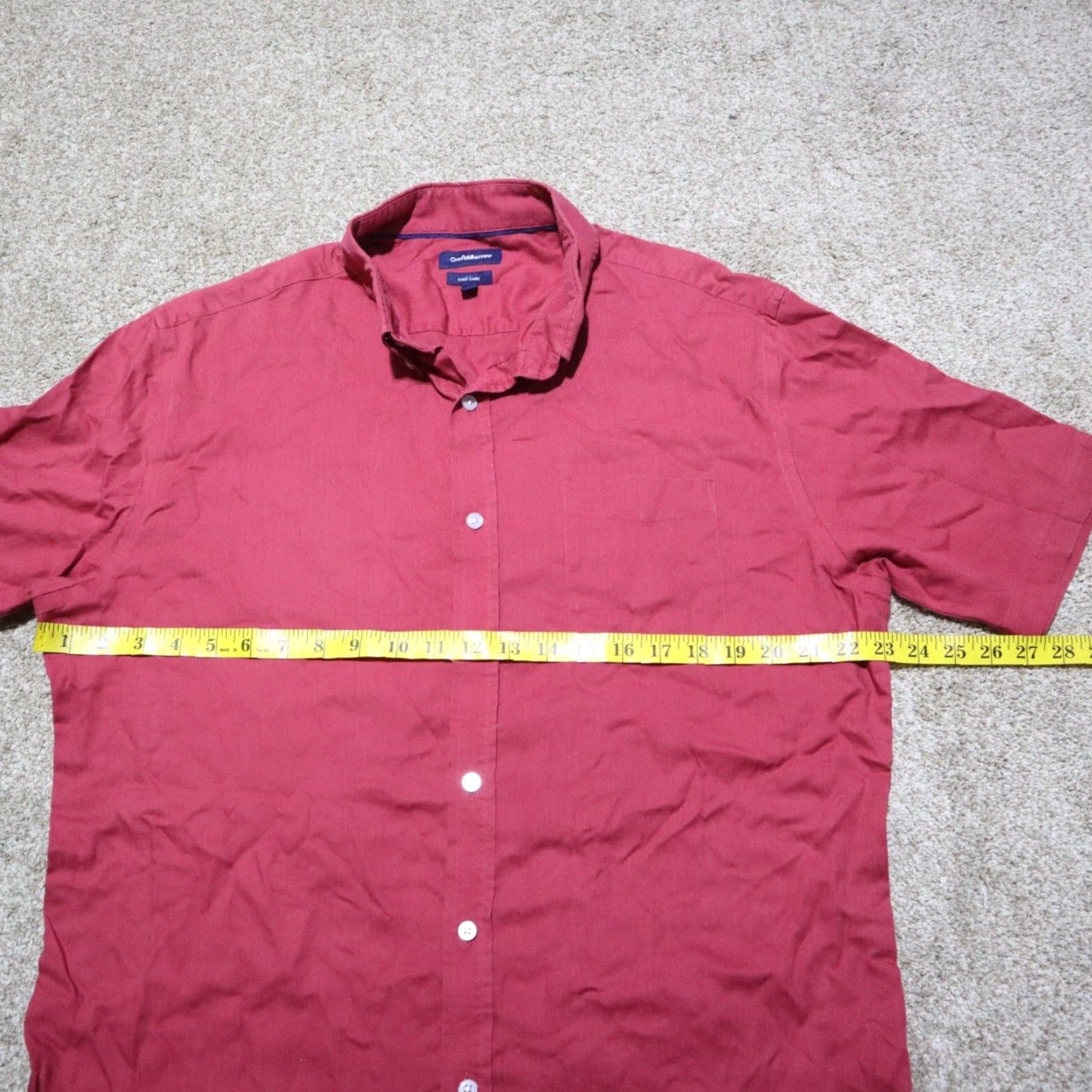 Croft & Barrow VINTAGE Croft & Barrow Men’s Short Sleeve Button-Up Shirt Adult Large Red Casual Cotton Blend Size US L / EU 52-54 / 3 - 4 Thumbnail