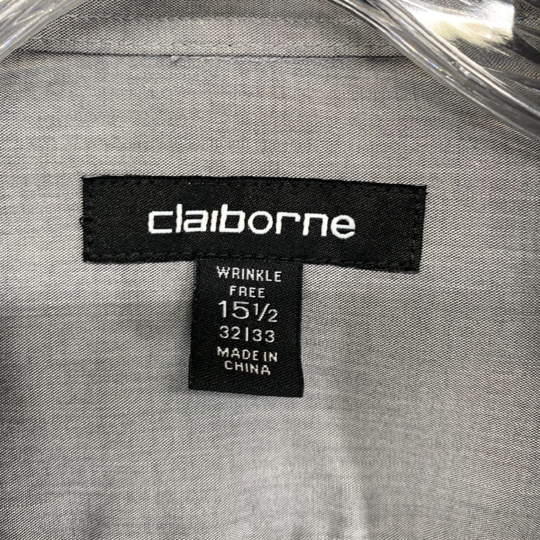 Liz Claiborne Claiborne Men's Slim Fit Button-Up Long Sleeve Shirt, Gray, Size 15.5, Wrinkle-Free Cotton, Business Casual Size US M / EU 48-50 / 2 - 5 Thumbnail