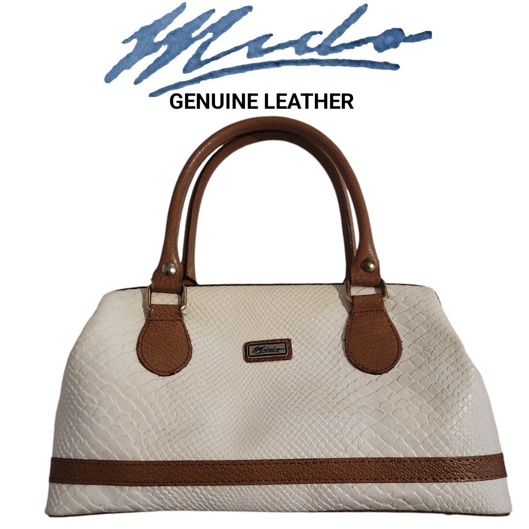 NBDN Nobrandedon Mido Leather White & Tan Snake Alligator Top Handle Bag Size ONE SIZE - 1 Thumbnail