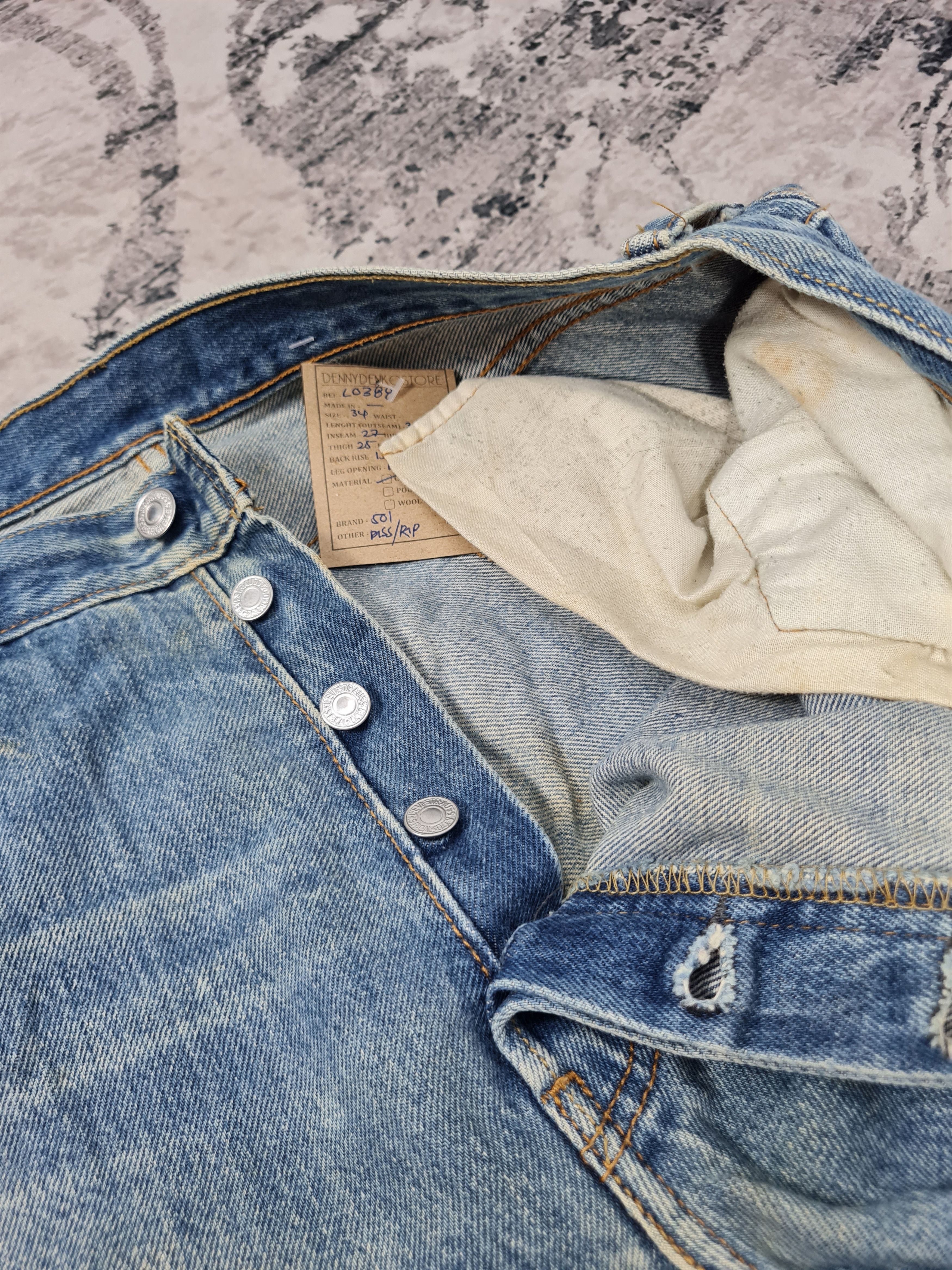 Levi's Vintage Clothing LEVIS 501 Ripped Cropped Stone Wash Jeans L0388 Size 34X27 Size US 34 / EU 50 - 14 Thumbnail