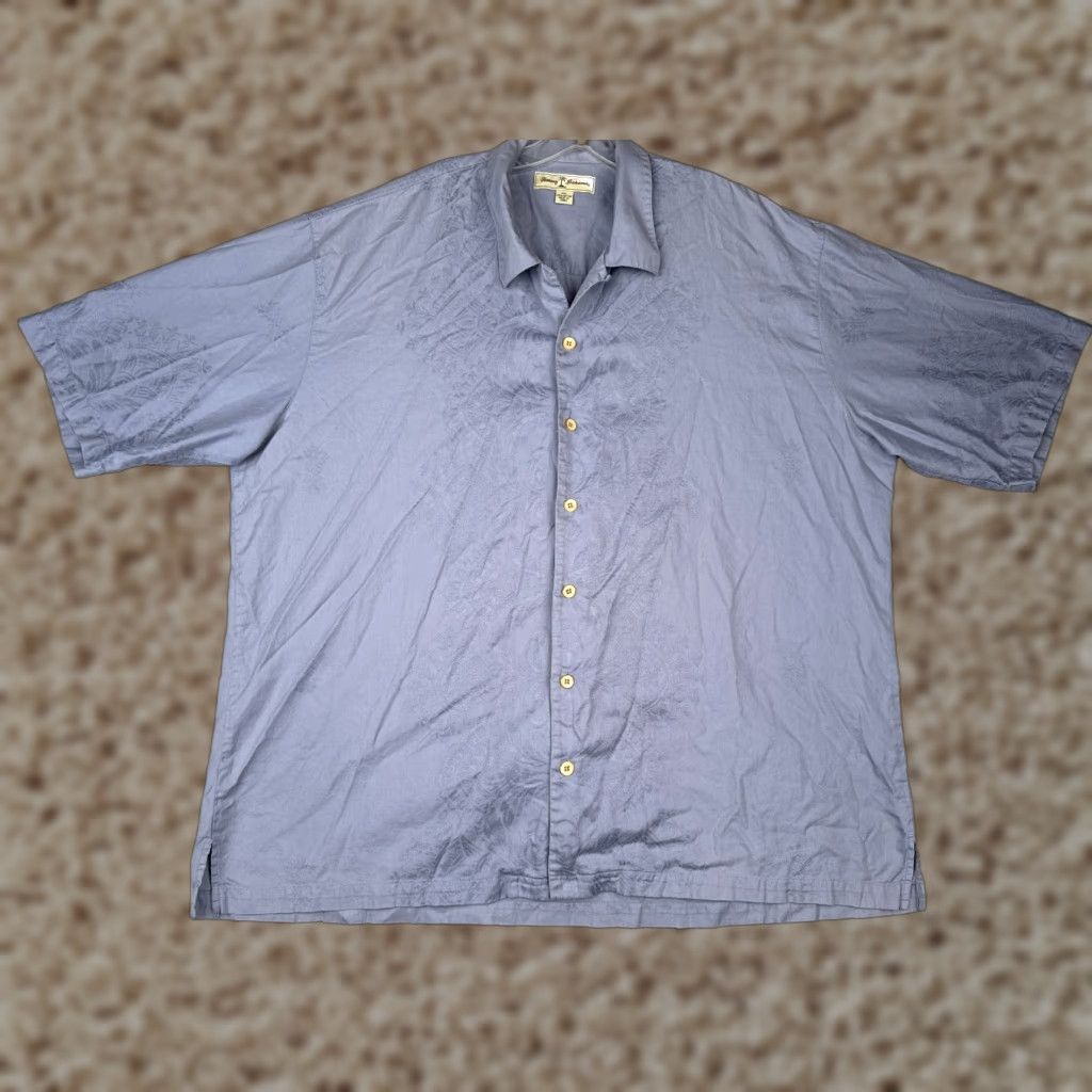 Tommy Bahama Tommy Bahama Shirt Men 2XL Blue Hawaiian 100% Cotton Button Up Embroidered Casual Beach Aloha Resort Navy/Cyan Mens Size US XXL / EU 58 / 5 - 1 Thumbnail