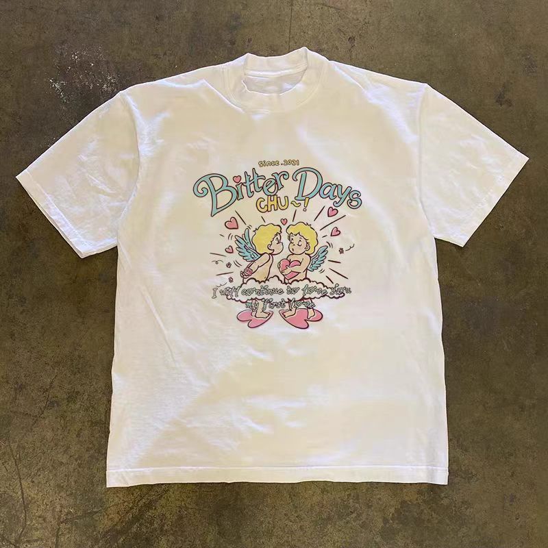 Vintage Casual Retro Cupid-Print Cotton T-Shirt Size US M / EU 48-50 / 2 - 1 Thumbnail