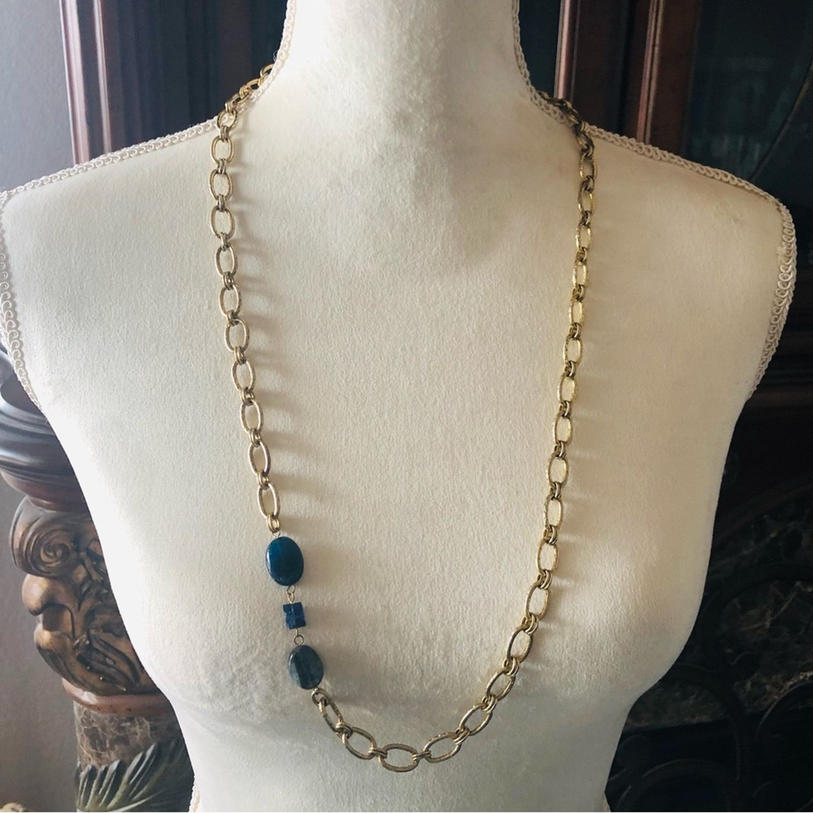 Handmade Handcrafted recycled material sodalite accent necklace Size ONE SIZE - 2 Thumbnail