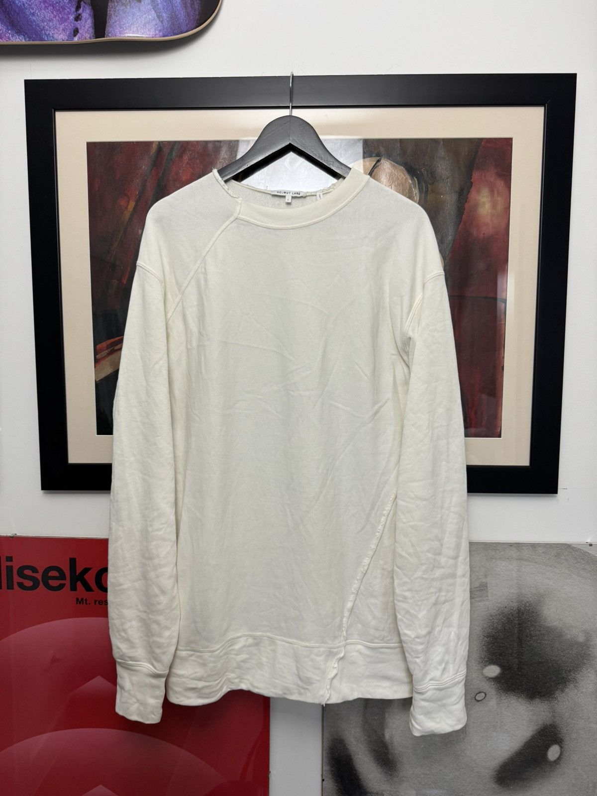 Helmut Lang Helmut Lang Archive Designer Sweatshirt Cream Crewneck Rare Size US L / EU 52-54 / 3 - 1 Thumbnail