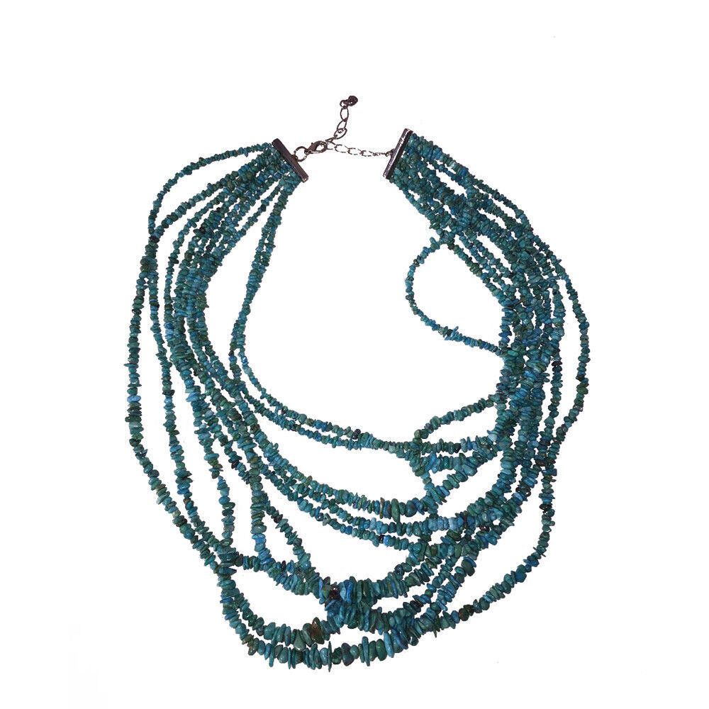 Designer Massive Turquoise Chip Bead Multi Strand Necklace Bib Size ONE SIZE - 3 Thumbnail