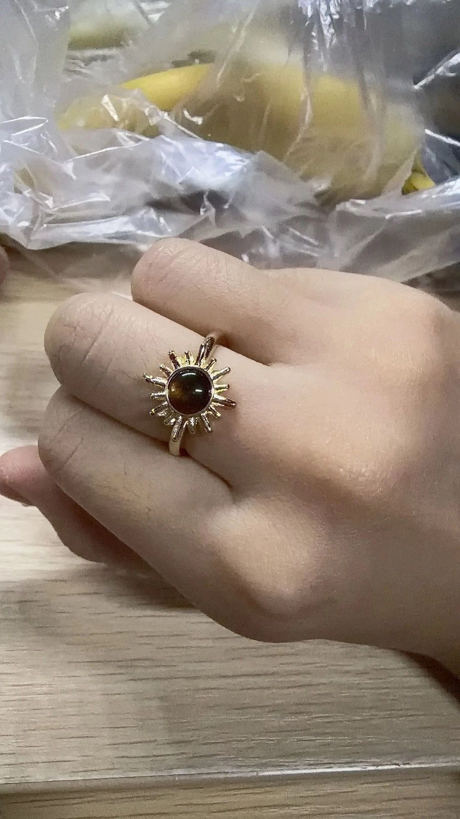 Other Golden Sun-God Eye Stone Ring – Retro Artisan Design Size ONE SIZE - 3 Thumbnail