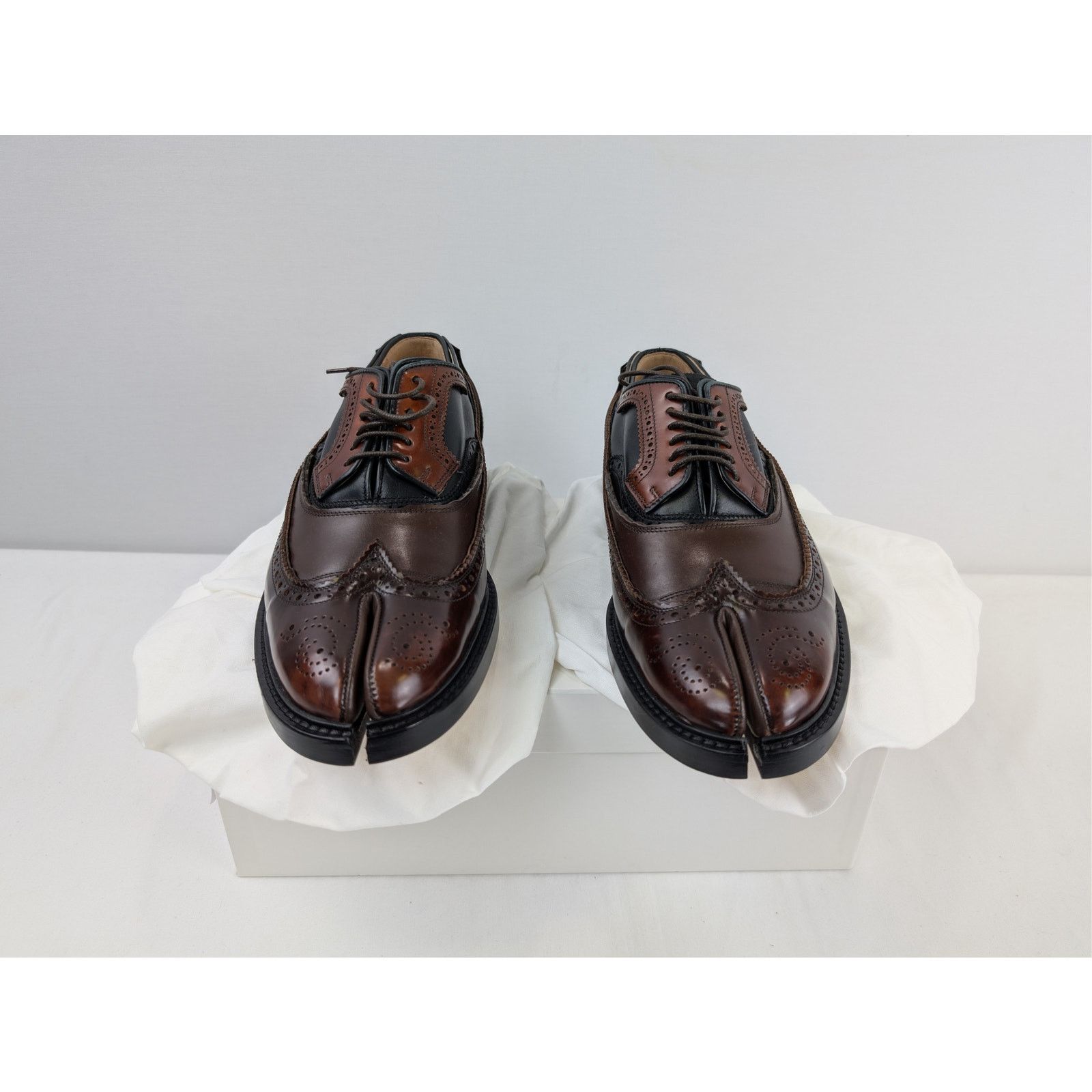 Maison Margiela o1rshd1 Tabi Leather Shoes Boots in Dark Brown Size US 12 / EU 45 - 15 Thumbnail