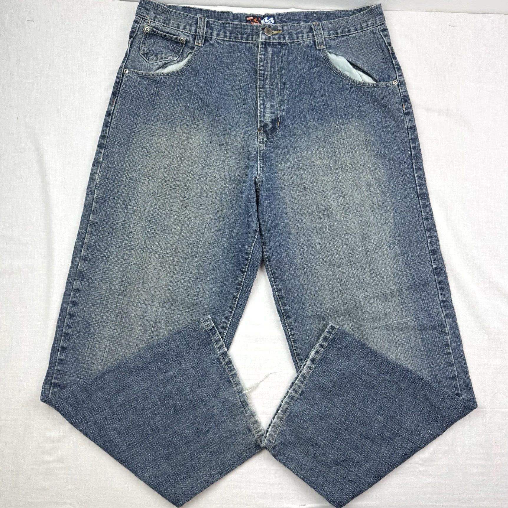 Vintage VINTAGE Raw Blue Jeans Men 36x32 Embroidered Baggy Hipster Punk Grunge Blue 90s Mens Size US 36 / EU 52 - 5 Thumbnail