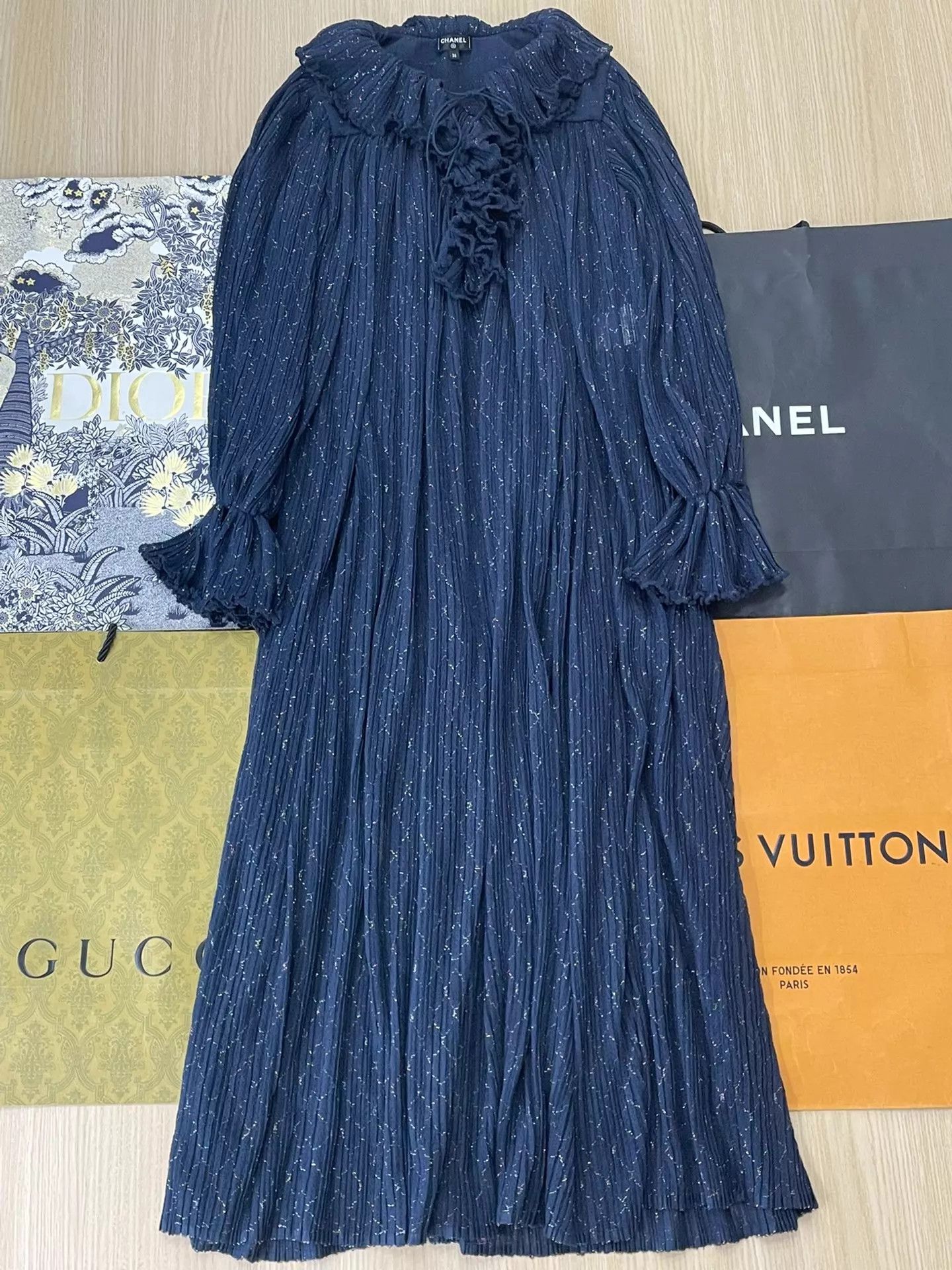 Chanel Chanel Rooftop Series Deep Blue Sparkle Ruffled LS Dress 36 Size XS / US 0-2 / IT 36-38 - 1 Thumbnail