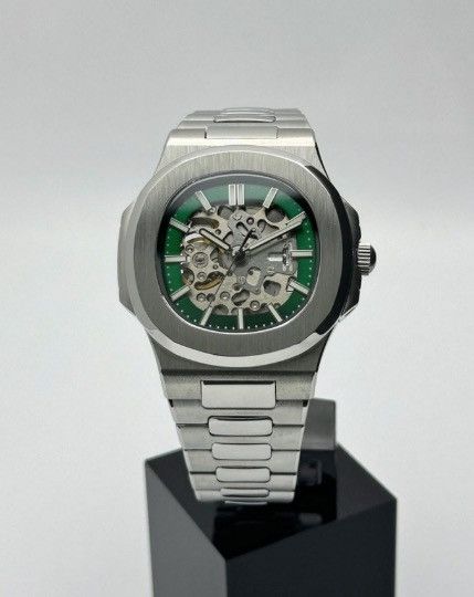 Japanese Brand Seiko Mod Nautilus Green Skeleton Dial Steel Watch NH35 41mm Size ONE SIZE - 1 Thumbnail