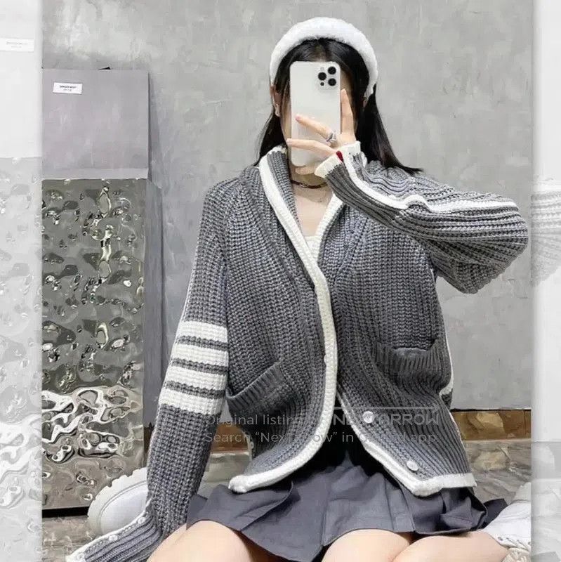 Thom Browne Thom Browne Gray Wool Women's Cardigan . Size XXS / US 00 / IT 34 - 8 Thumbnail