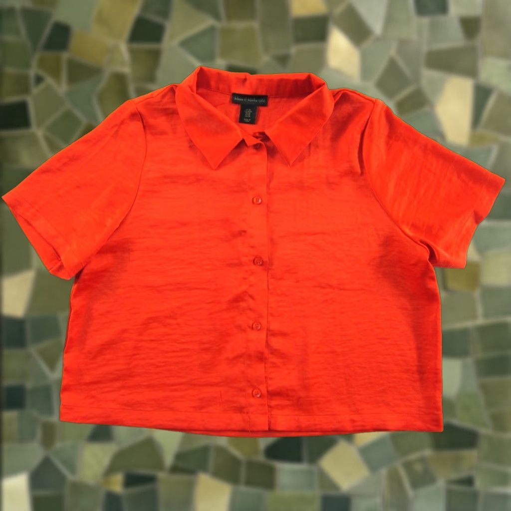 Vintage VINTAGE House Of Harlow 1960 Orange Short Sleeve Collared Cropped Blouse Medium Size M / US 6-8 / IT 42-44 - 1 Thumbnail