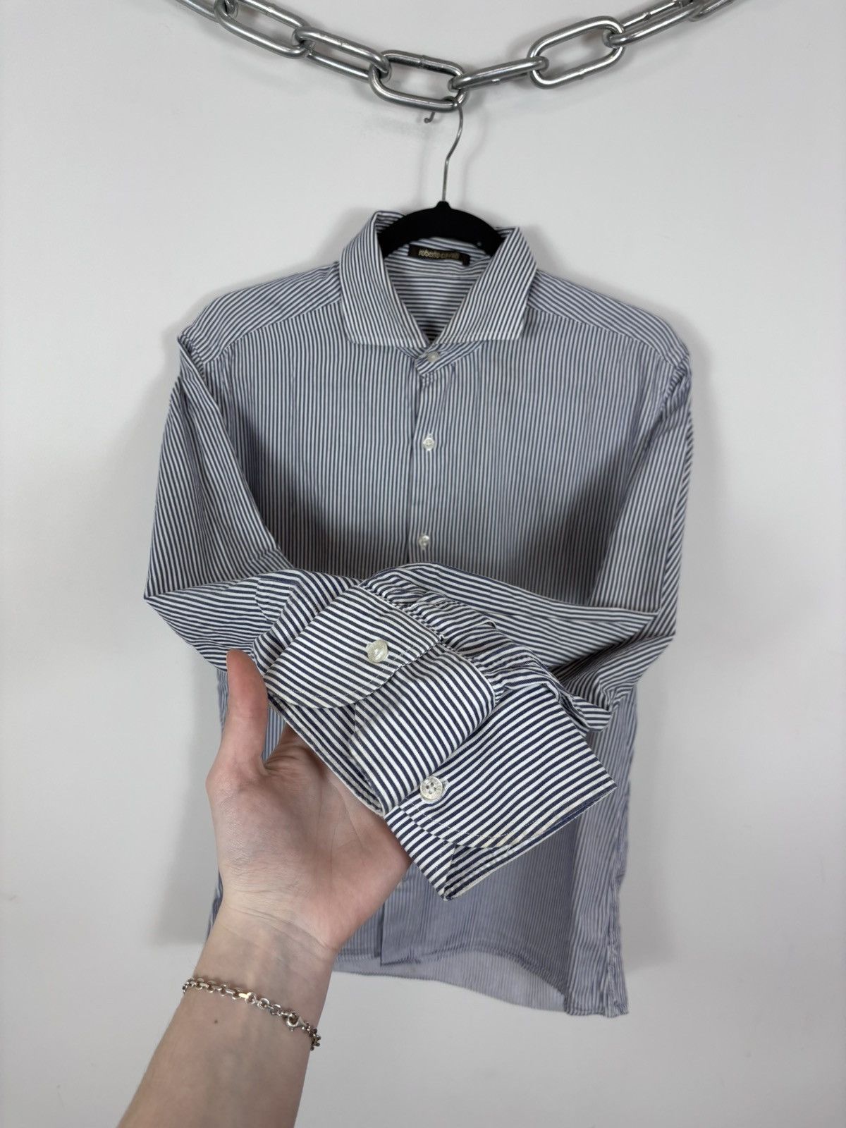 Roberto Cavalli Roberto Cavalli Men’s Striped Button Up Long Sleeve Shirt Size US L / EU 52-54 / 3 - 7 Thumbnail