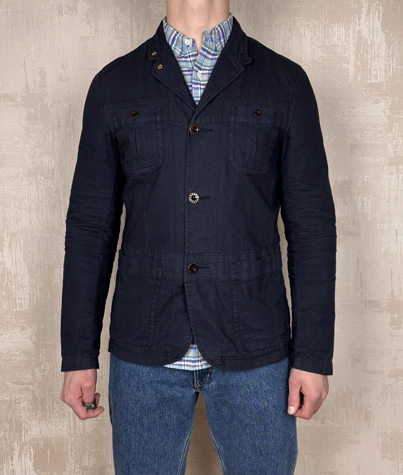Pretty Green Pretty Green Linen / Cotton Pockets Jacket Navy Size US L / EU 52-54 / 3 - 1 Thumbnail