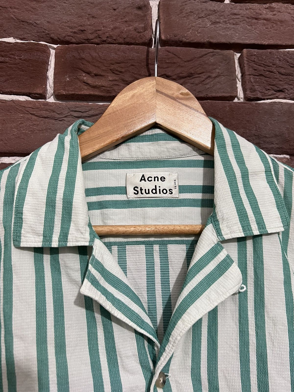 Acne Studios Acne Studios Stripped Bowling Button Shirt Hype Designer 50 Size US M / EU 48-50 / 2 - 3 Thumbnail