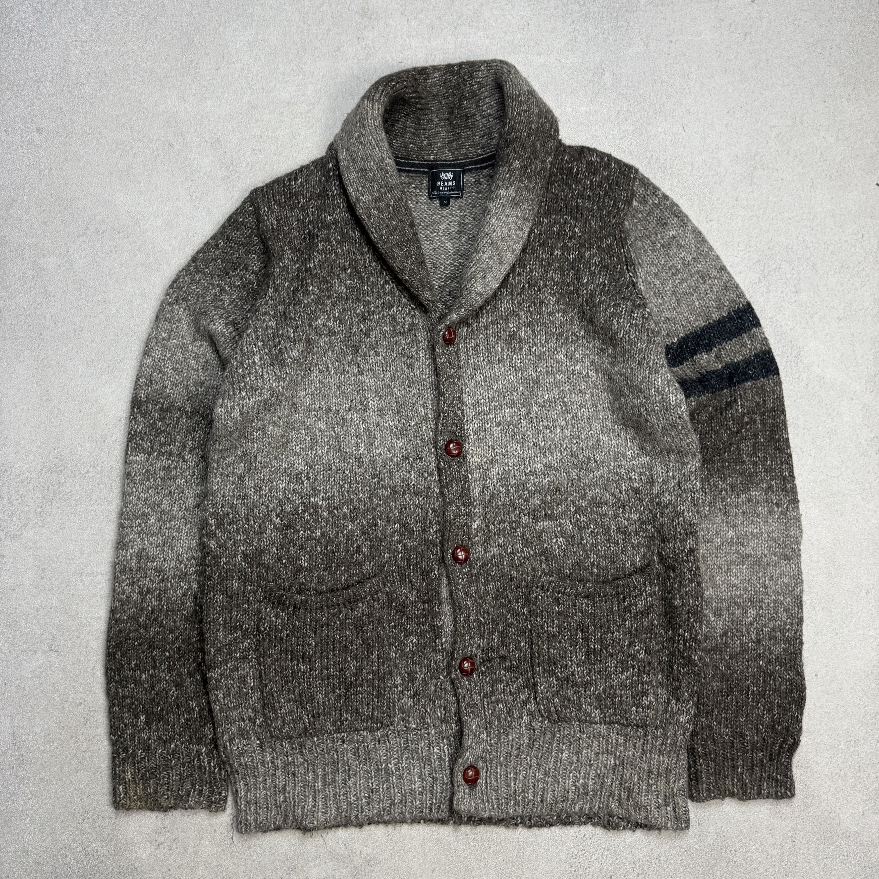Beams Plus Beams Heart Shawl Collar Knit Cardigan Gradient Grey Size US M / EU 48-50 / 2 - 4 Thumbnail