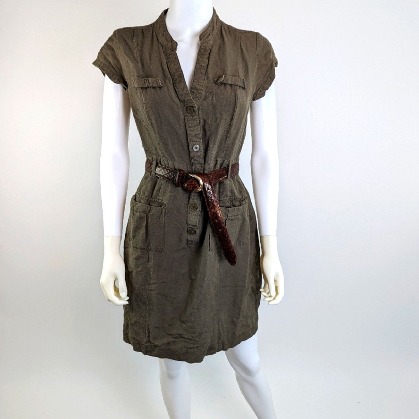 Banana Republic Banana Republic Safari Army Green Cargo Dress 8 Size M / US 6-8 / IT 42-44 - 1 Thumbnail