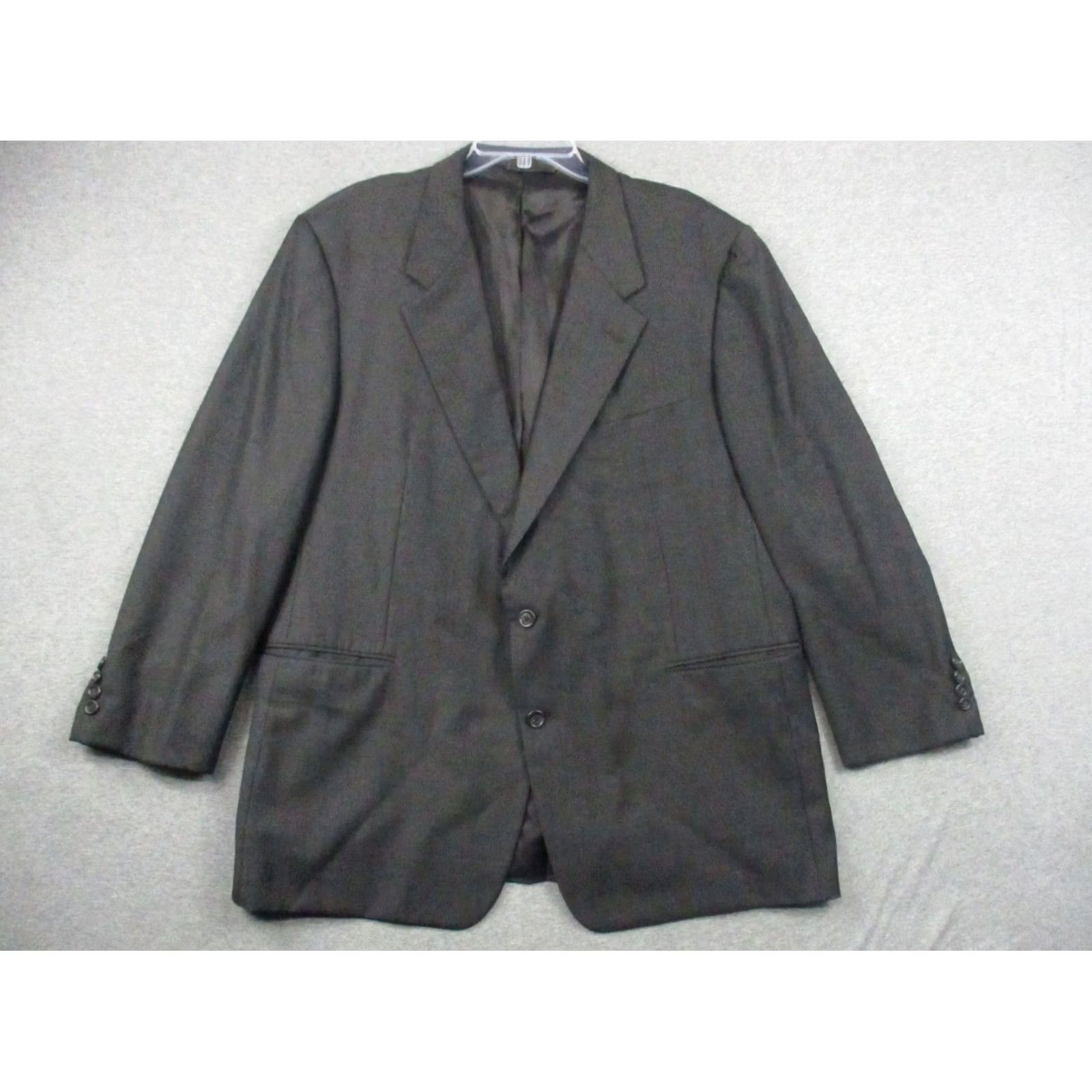 Vintage Hickey Freeman Solid Black Wool Blazer Jacket 48R EUC Mens Blazer Size 48R - 2 Thumbnail