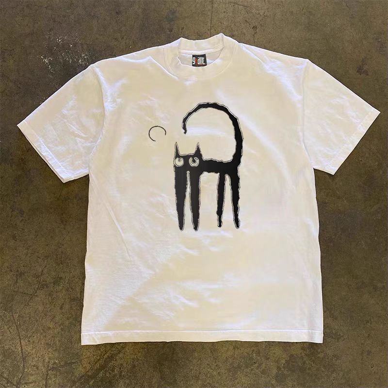 Japanese Brand × Vintage Street Cat Print Short Sleeve T-Shirt White Size US XL / EU 56 / 4 - 2 Thumbnail