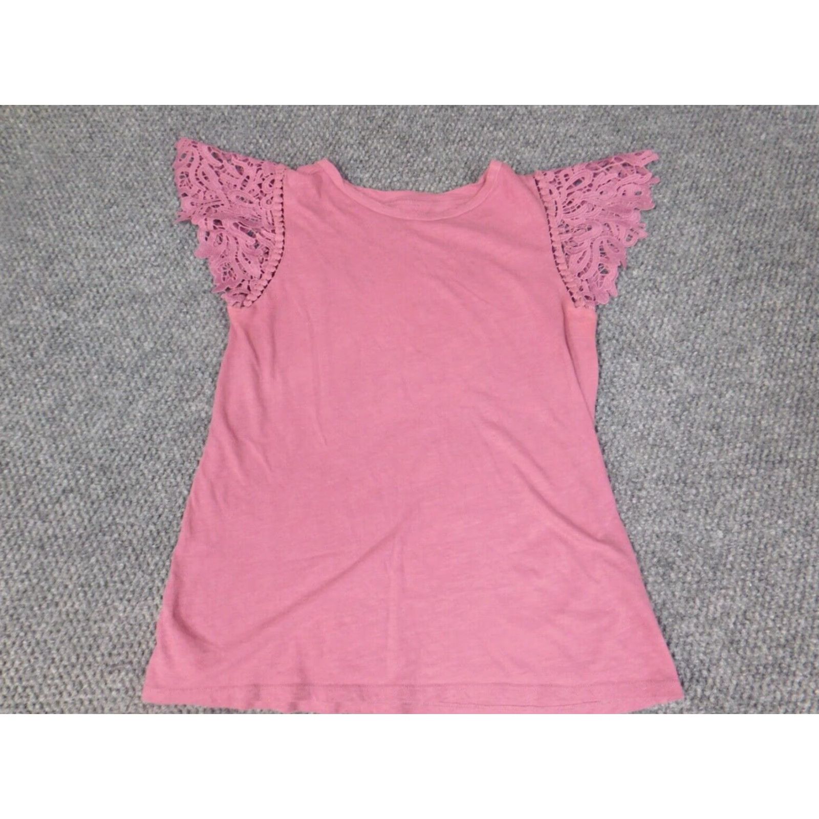 Ann Taylor Loft Ann Taylor Blouse Shirt Womens Petites Pink XS PXS Short Sleeve Crew Neck Pullover Solid Button Casual Stretch Size XS / US 0-2 / IT 36-38 - 2 Thumbnail