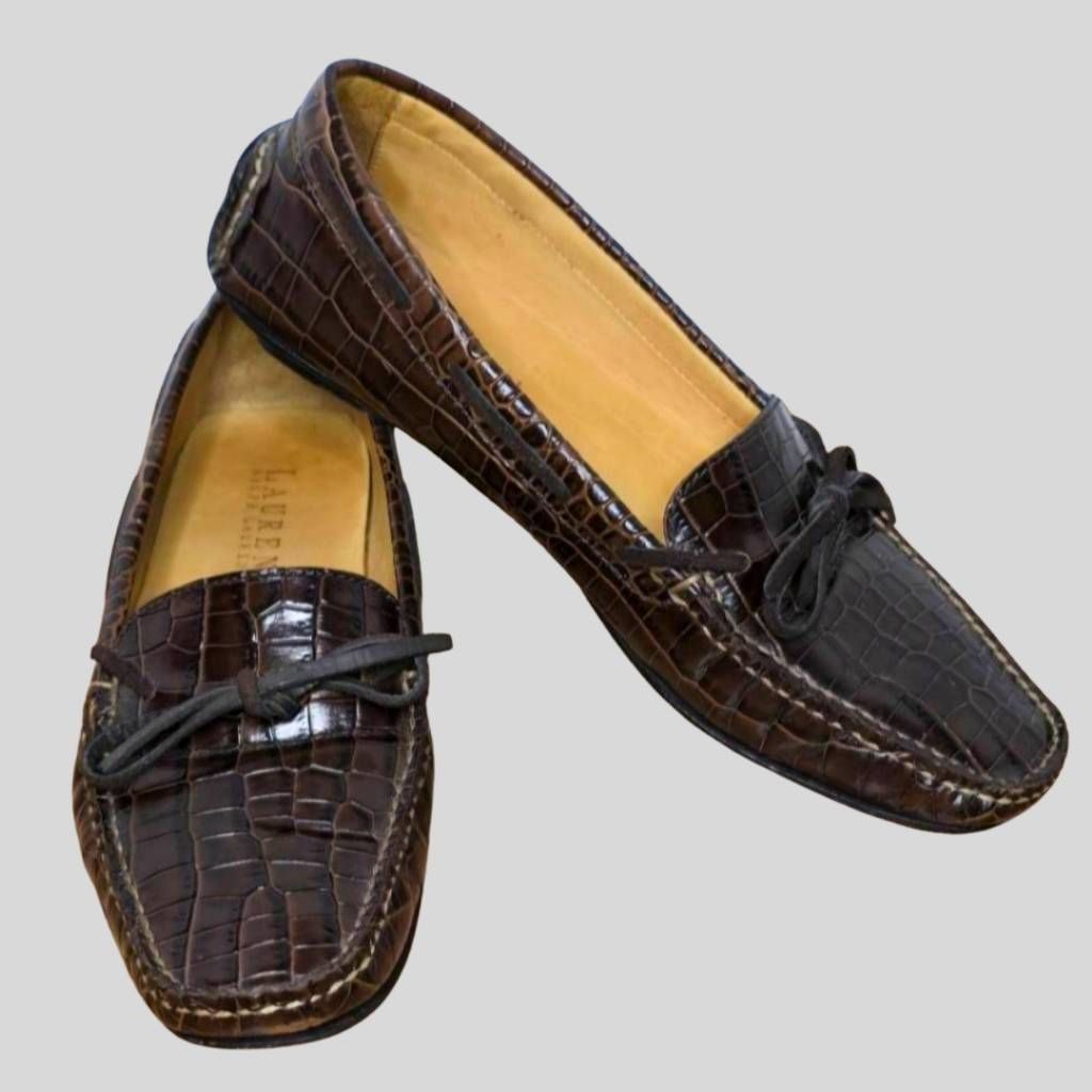 Lauren Ralph Lauren Lauren Ralph Lauren Women's Loafers Size 6B Brown Croc Embos Size US 6 / IT 36 - 1 Thumbnail
