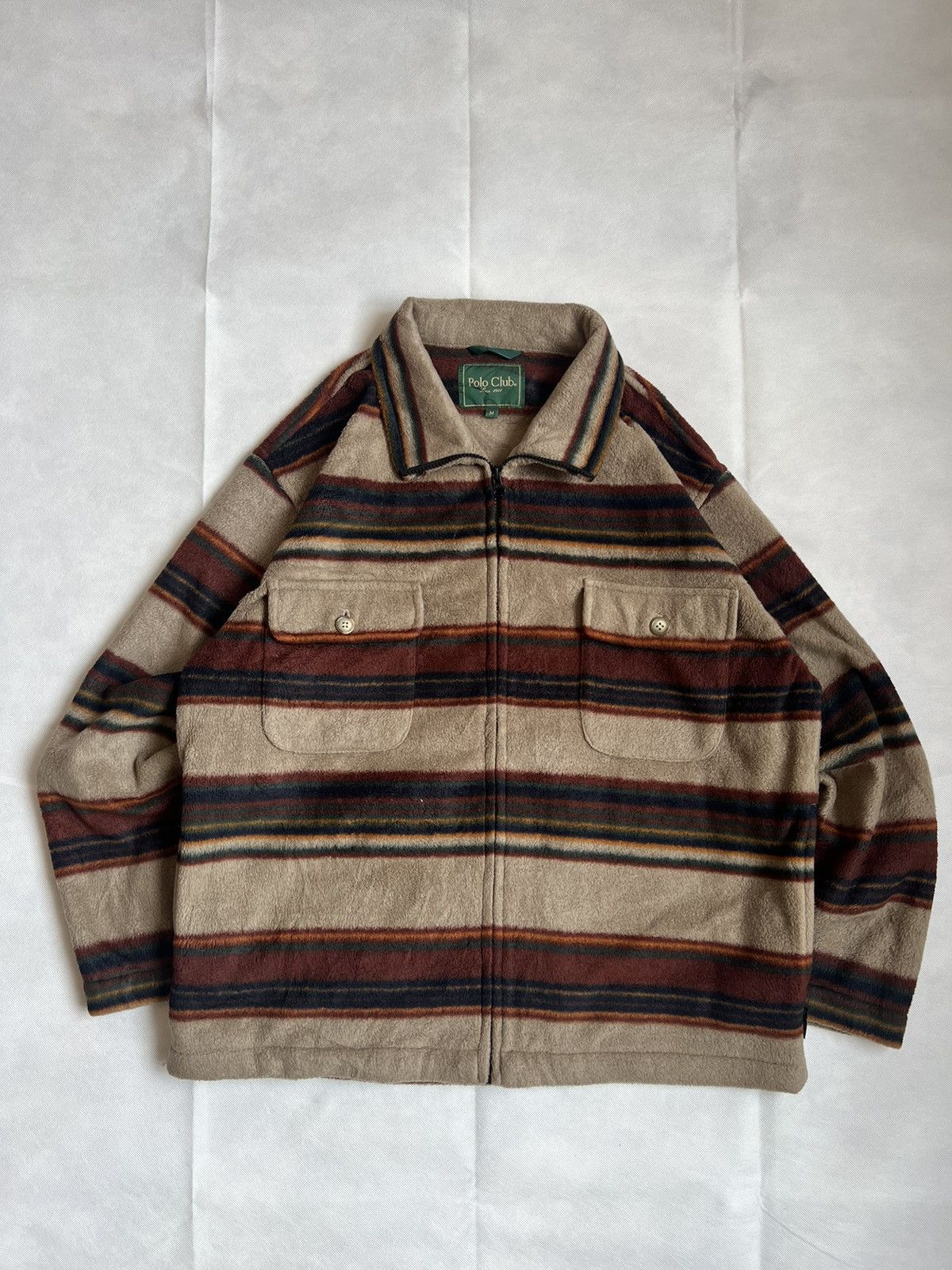 Beverly Hills Polo Club Vintage Polo Club Brown Striped Fleece Size US M / EU 48-50 / 2 - 1 Thumbnail