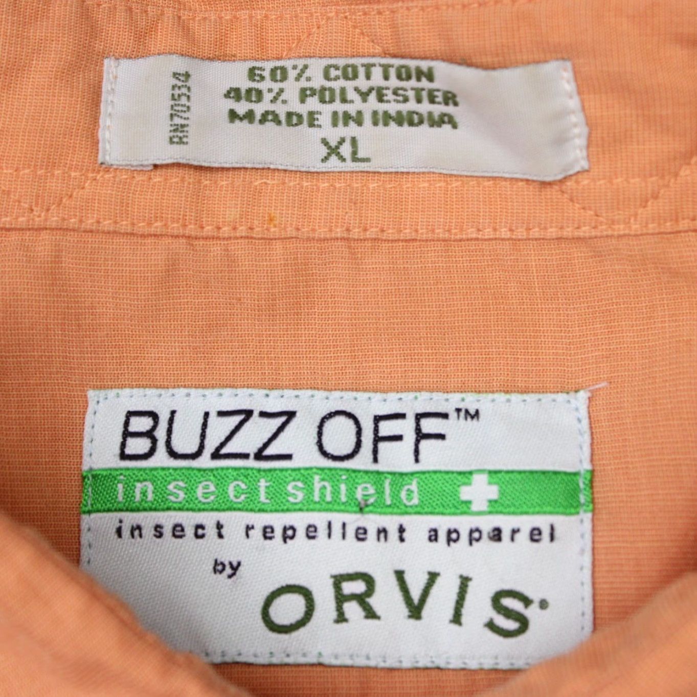 Orvis Orvis Shirt Mens XL Orange Buzz Off Insect Shield Cotton/Poly Long Sleeve Button Size US XL / EU 56 / 4 - 6 Thumbnail