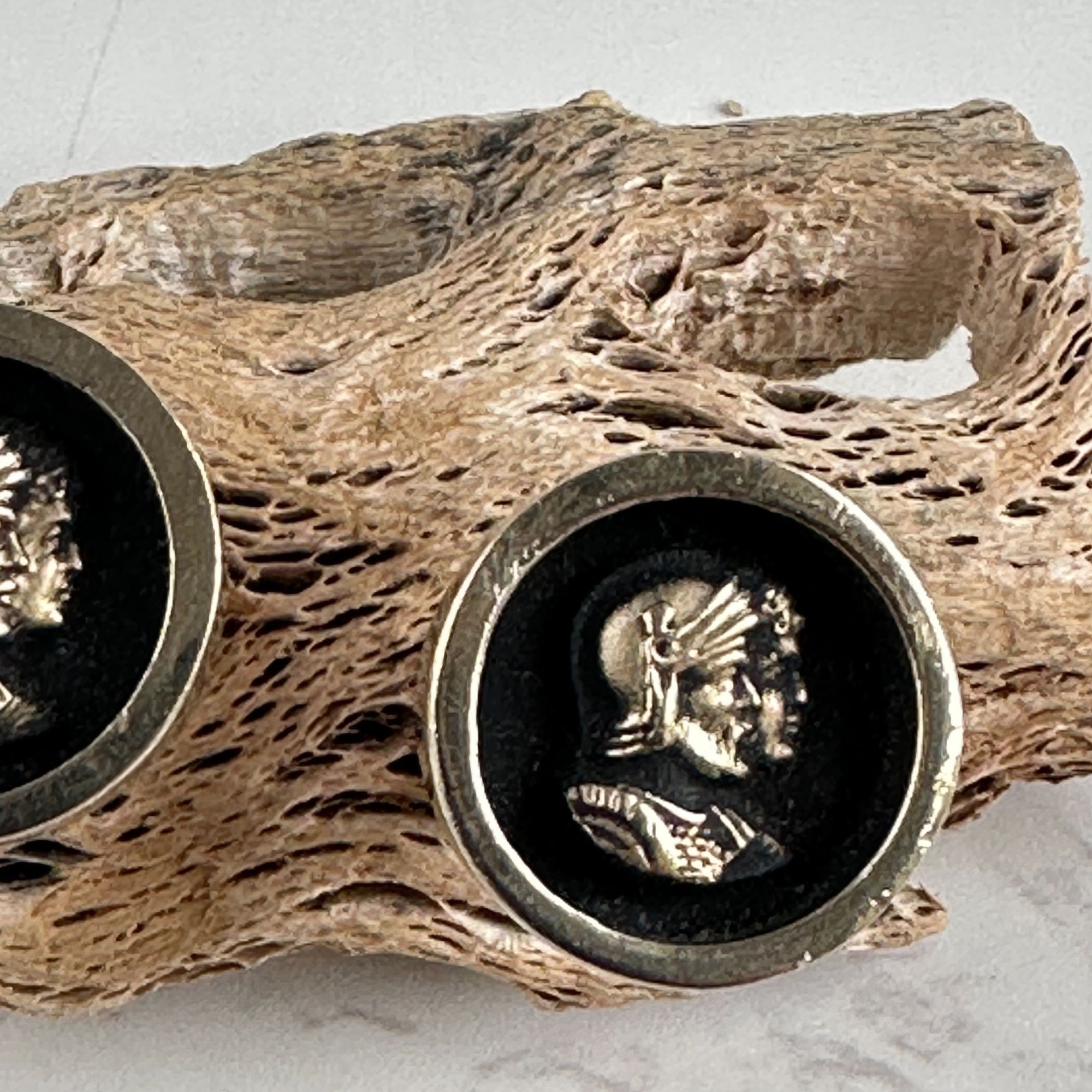 Vintage Gold and Black Warrior Profile Cufflinks, 1950s Pat Pend. Size ONE SIZE - 9 Thumbnail