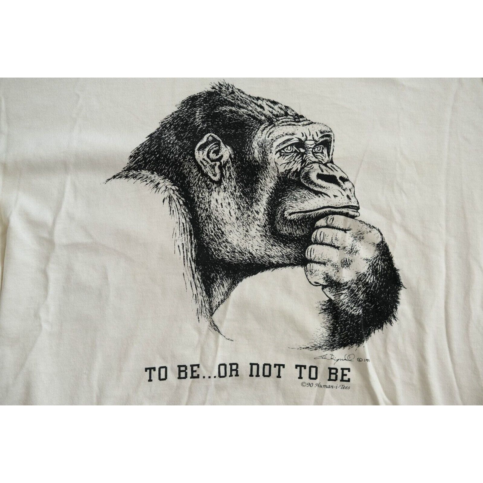 Anvil Vintage 1990s Anvil Art Gorilla Graphic Tee Unisex XL White Size US XL / EU 56 / 4 - 1 Thumbnail