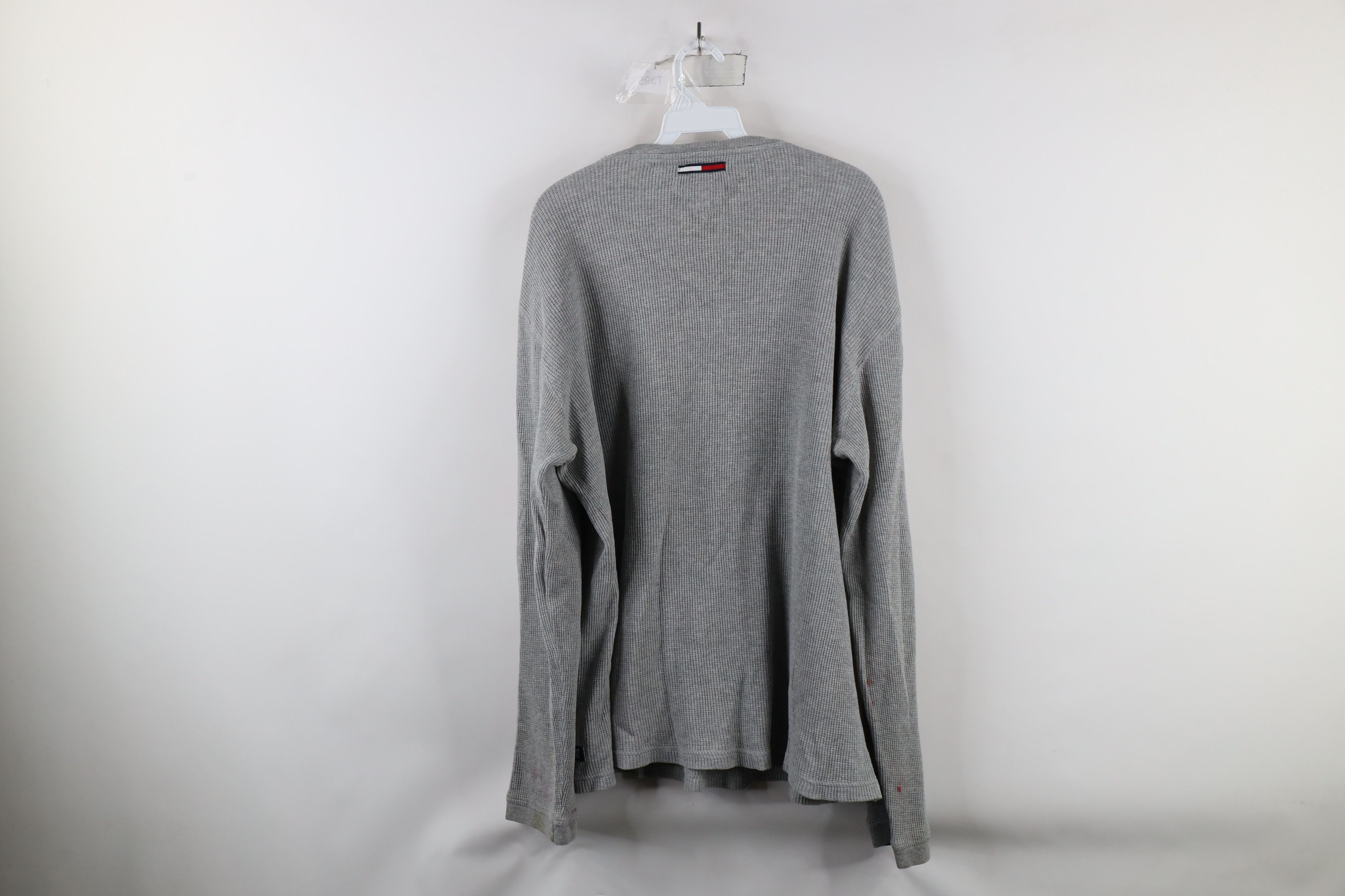 Tommy Hilfiger × Vintage Vintage 90s Tommy Hilfiger Thermal Waffle Knit T-Shirt Gray Size US XXL / EU 58 / 5 - 14 Thumbnail
