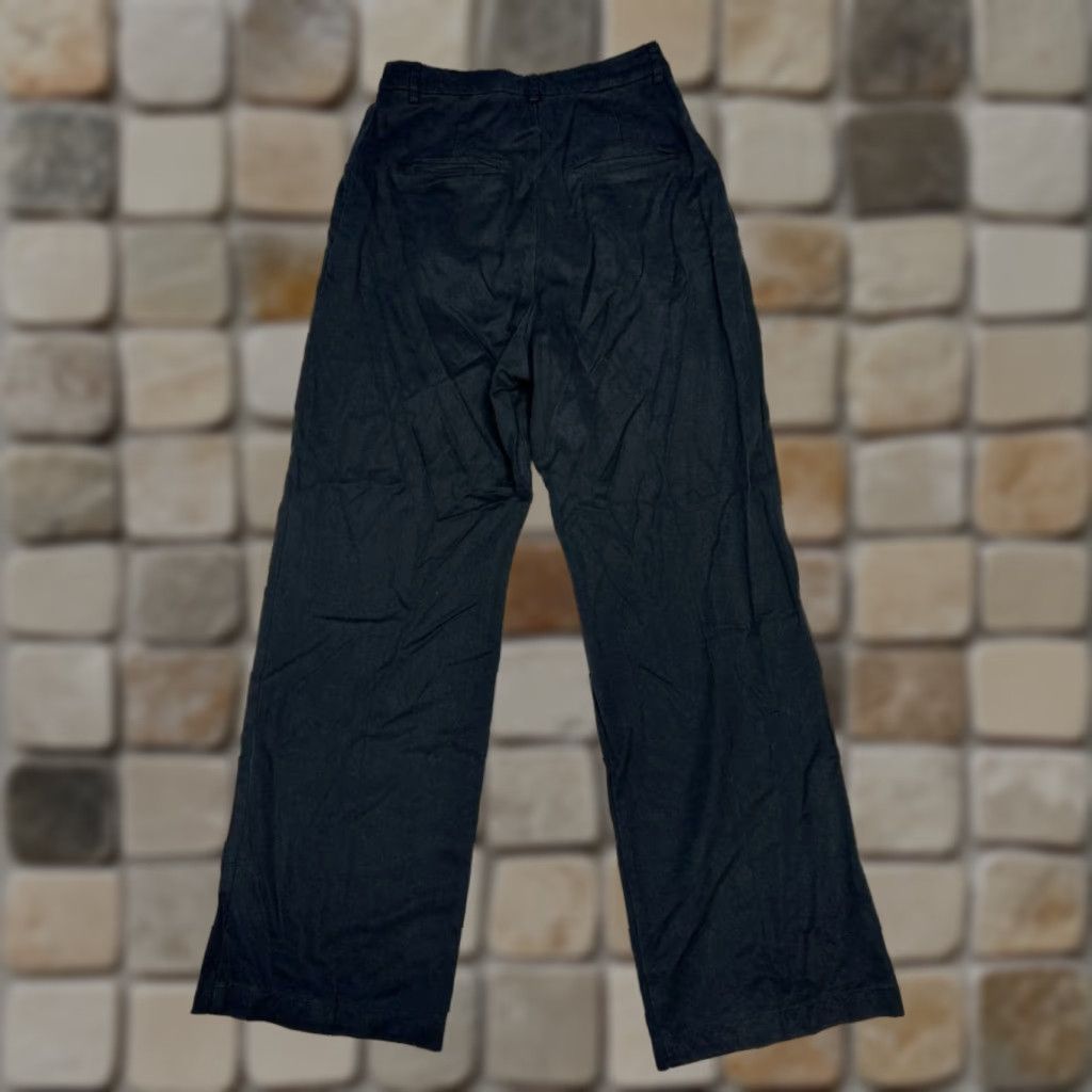 Reformation Reformation Pants Womens 4 Black Stretch Pleated High Rise Casual Wide Leg Chino Pockets Size 27" / US 4 / IT 40 - 1 Thumbnail