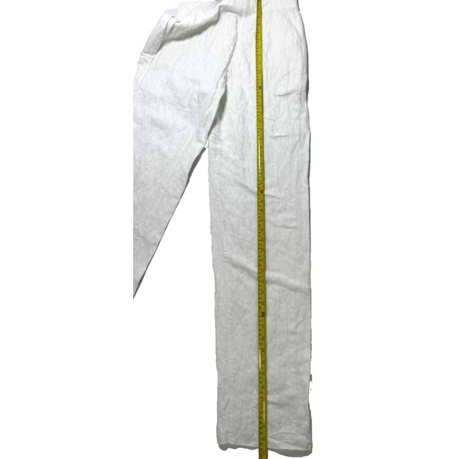 Giorgio Armani Giorgio Armani Bnwt White Linen-Blend Wide-Leg Pants 42 Women Pants Size 28" / US 6 / IT 42 - 4 Thumbnail