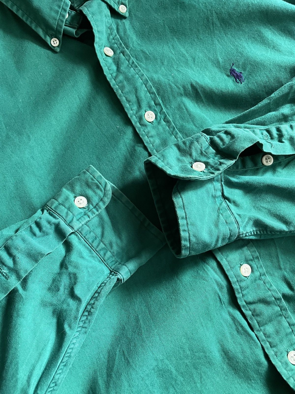 Polo Ralph Lauren × Vintage Vintage oversized Polo Ralph Lauren Pony Logo Green Shirt Size US L / EU 52-54 / 3 - 4 Thumbnail