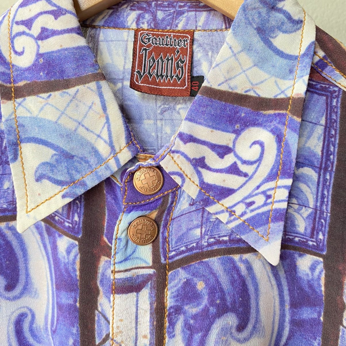 Jean Paul Gaultier Jean Paul Gaultier Vintage Ocean Mosaic Shirt Size US XXS / EU 40 - 3 Thumbnail