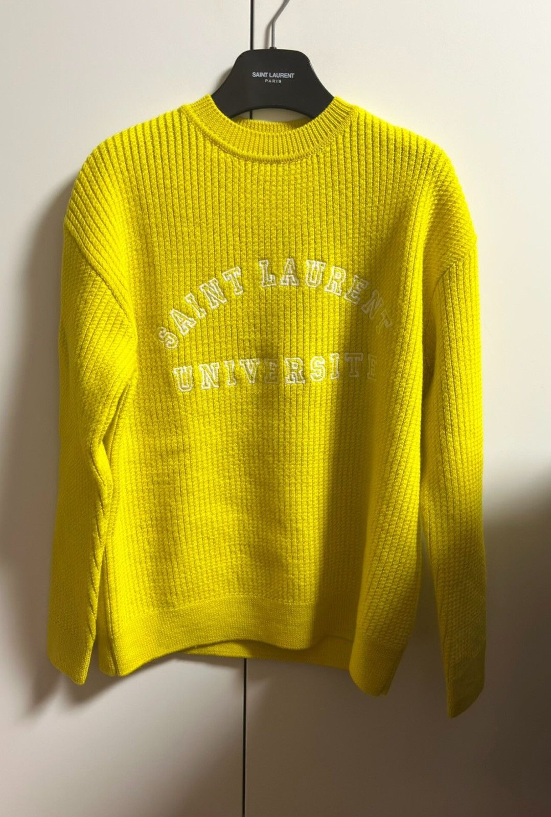 Saint Laurent Paris Saint Laurent Yellow Embroidered Logo Sweater Size US S / EU 44-46 / 1 - 1 Thumbnail